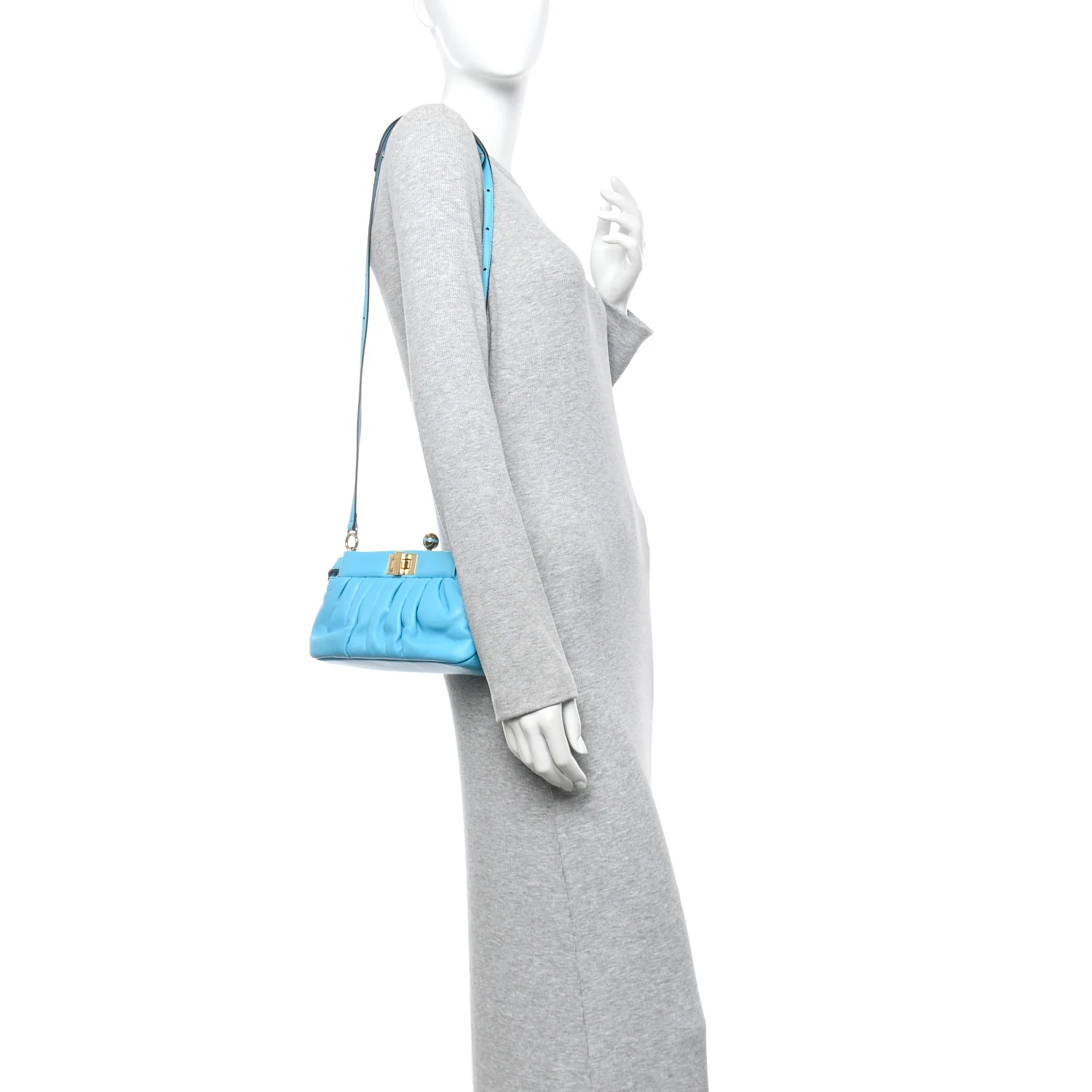 Shiny Nappa Small Peekaboo Click Bag Pool - Image 2