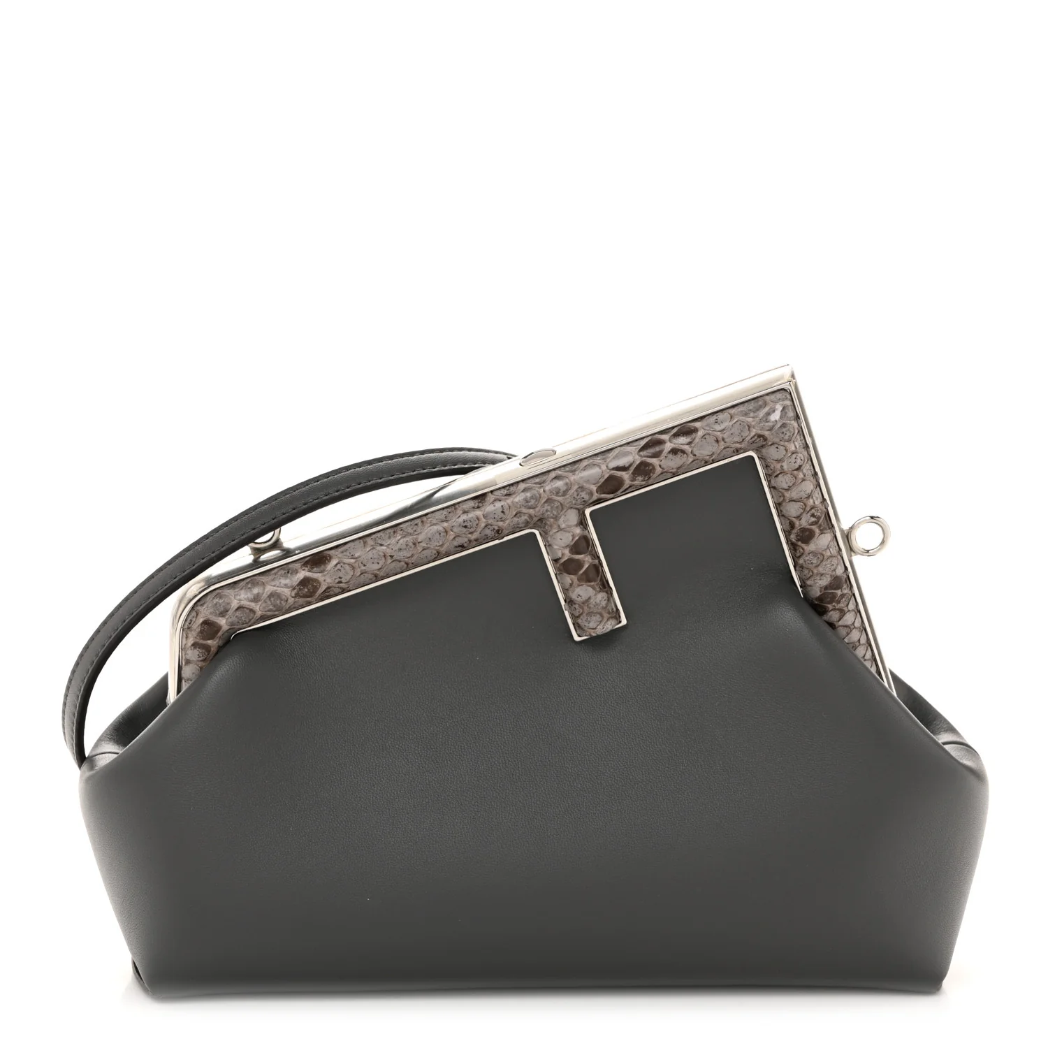 Shiny Nappa Snakeskin Small Fendi First Anthracite Asfalto