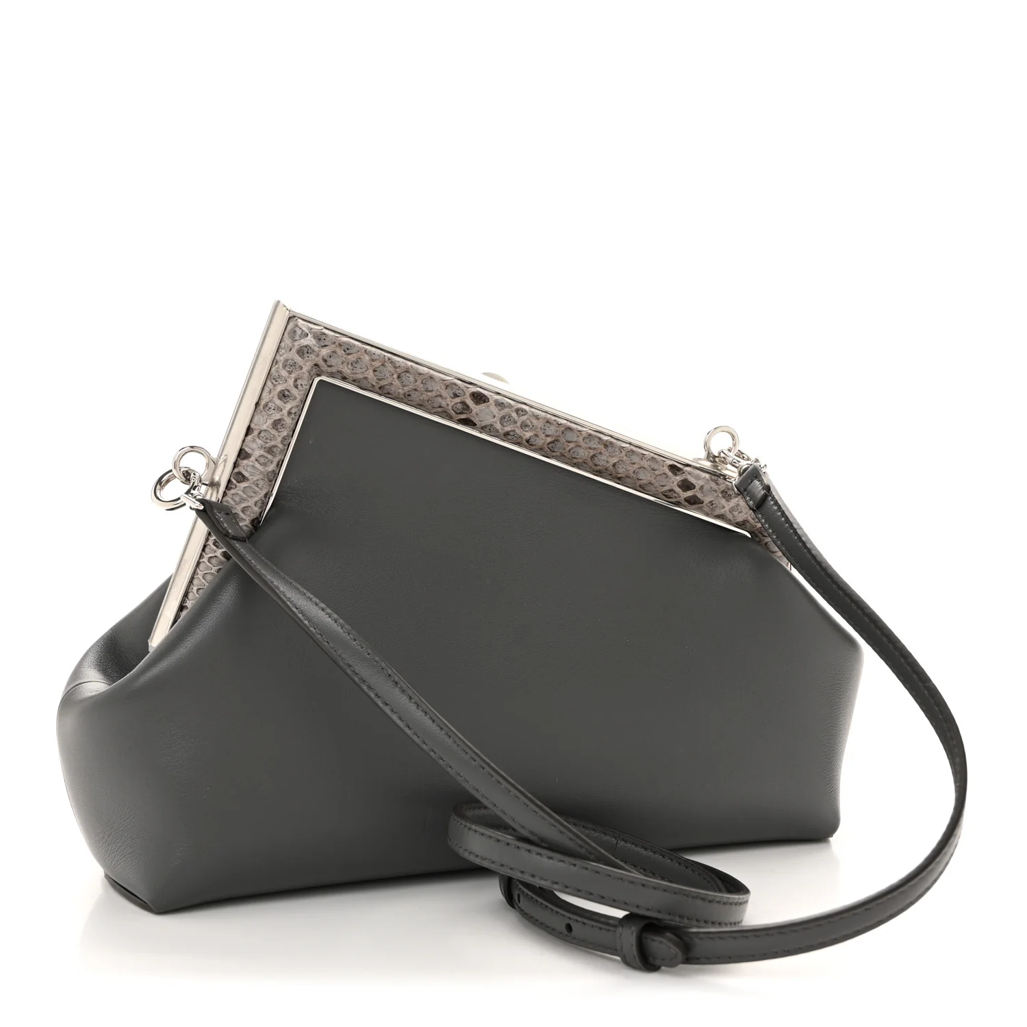 Shiny Nappa Snakeskin Small Fendi First Anthracite Asfalto - Image 3