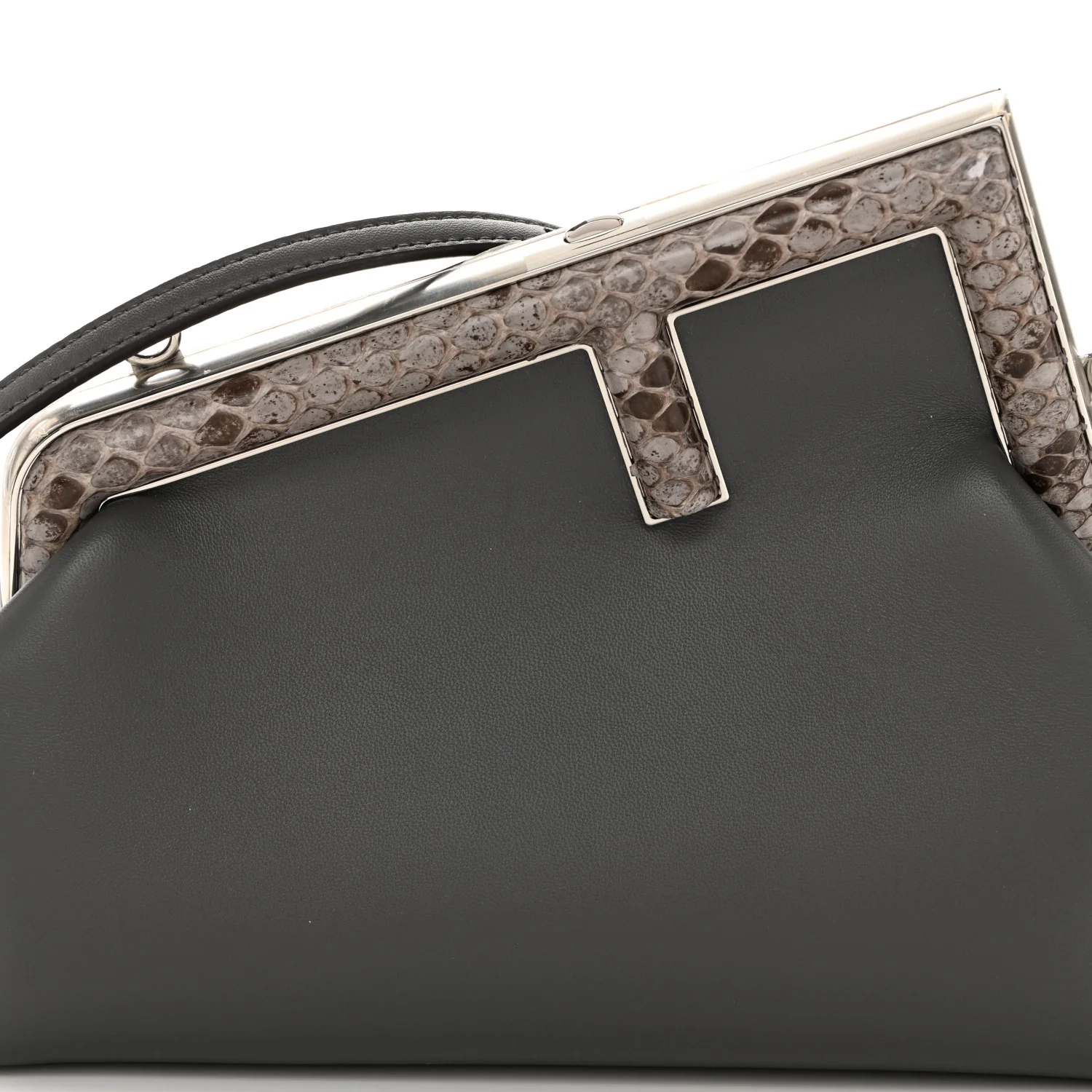 Shiny Nappa Snakeskin Small Fendi First Anthracite Asfalto - Image 8