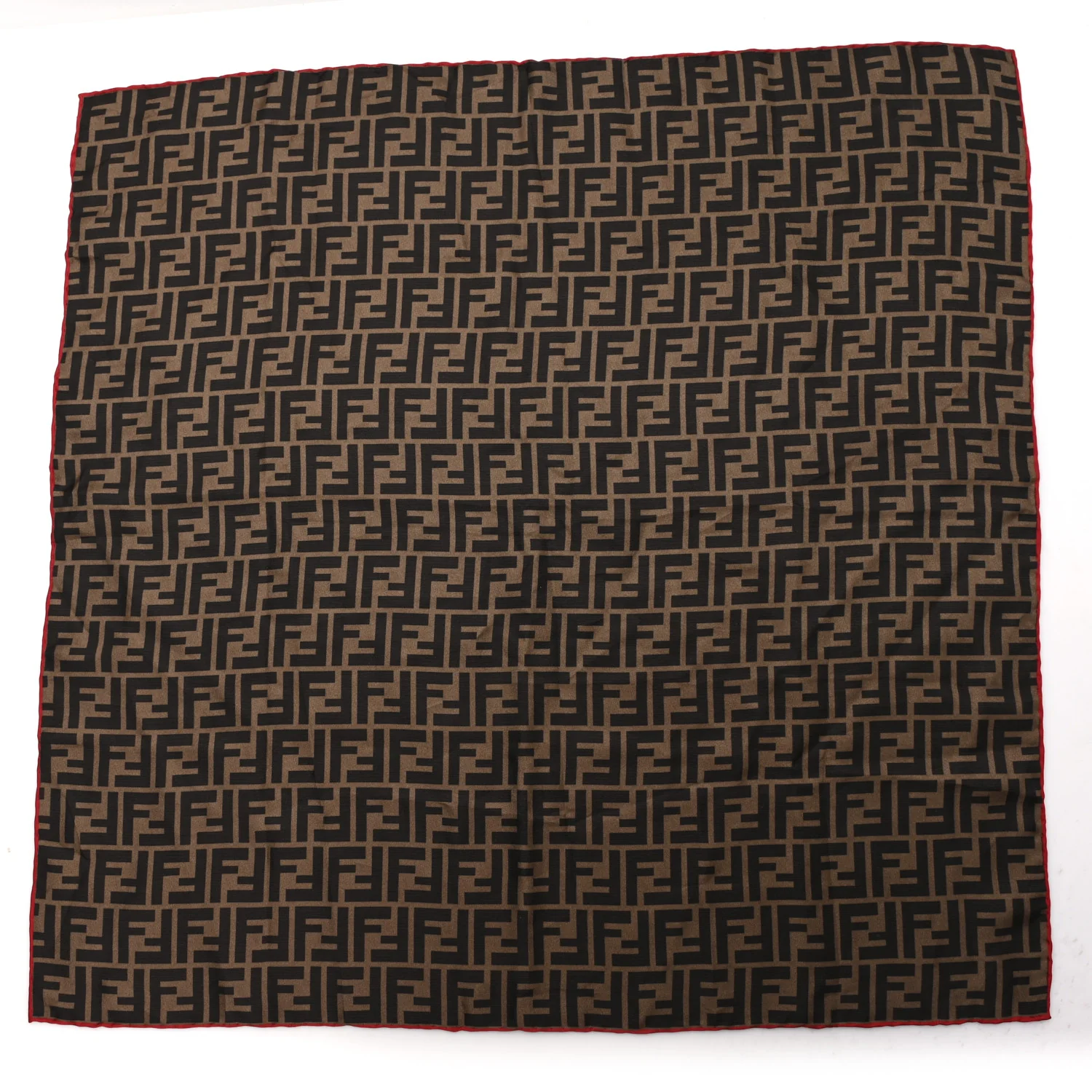 Silk FF Scarf Brown Black Red