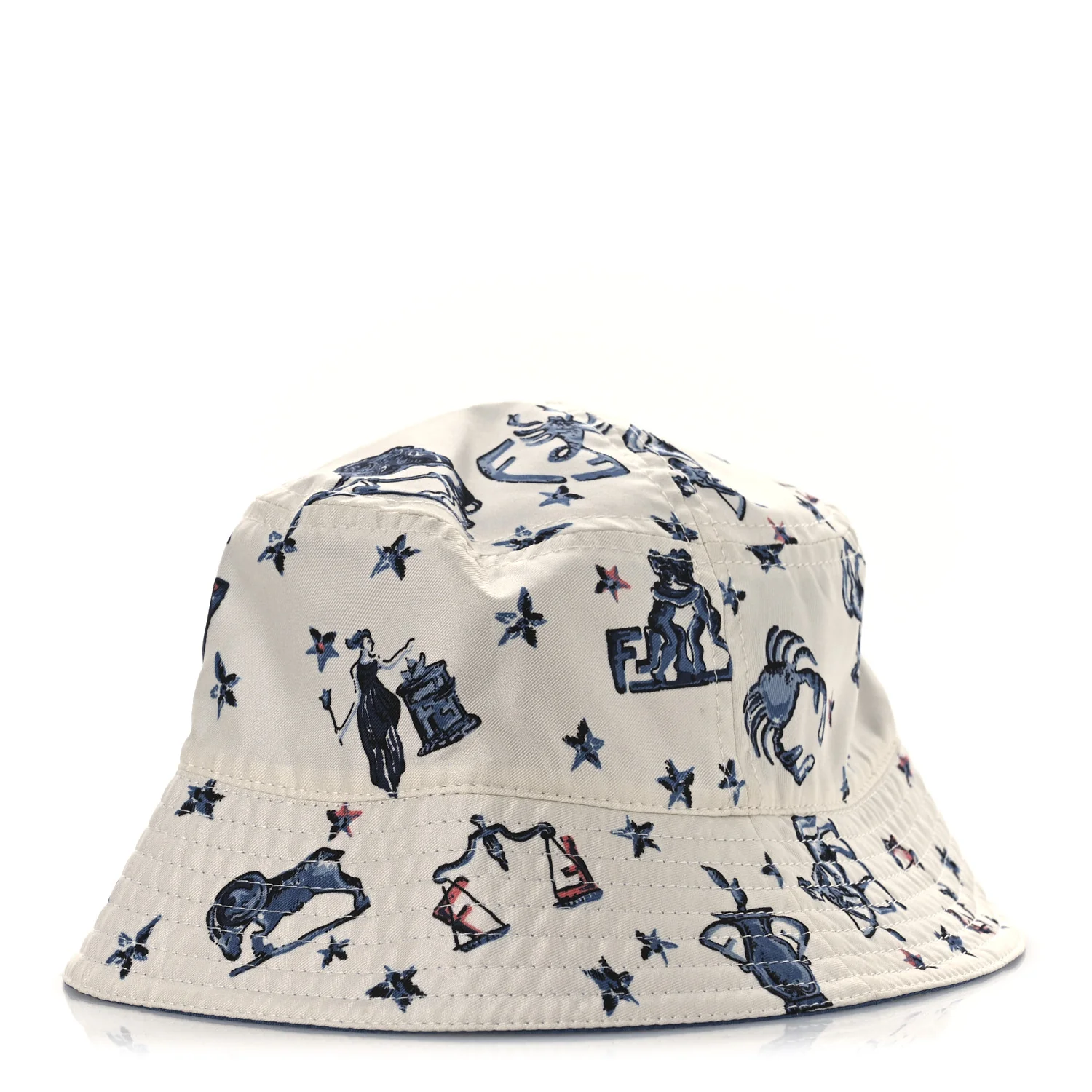 Silk Zodiac Reversible Bucket Hat S White Blue