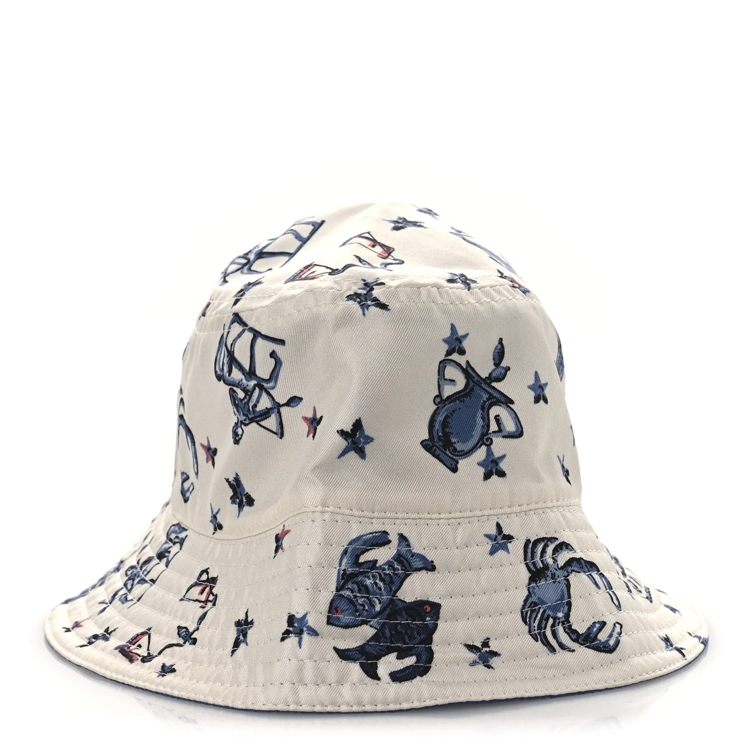 Silk Zodiac Reversible Bucket Hat S White Blue - Image 10