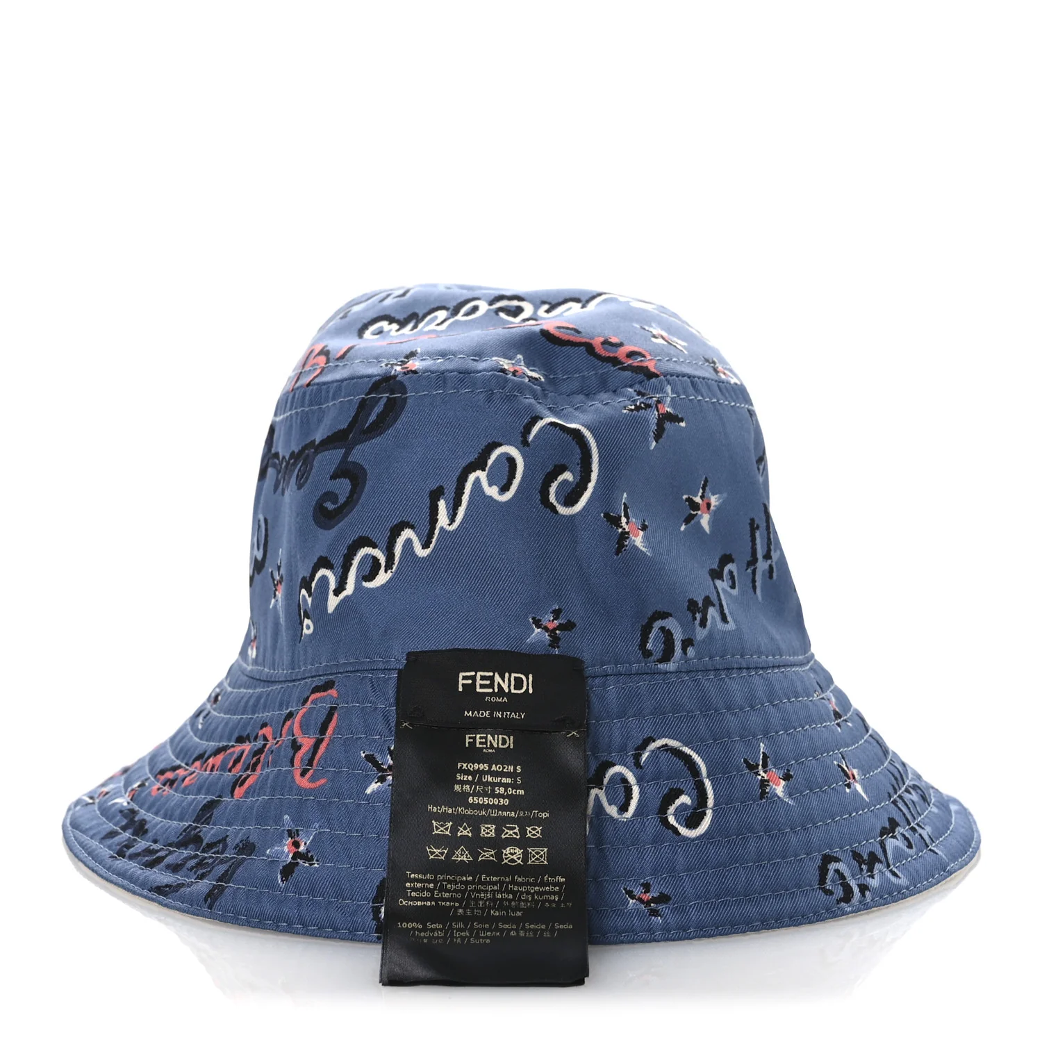 Silk Zodiac Reversible Bucket Hat S White Blue - Image 11