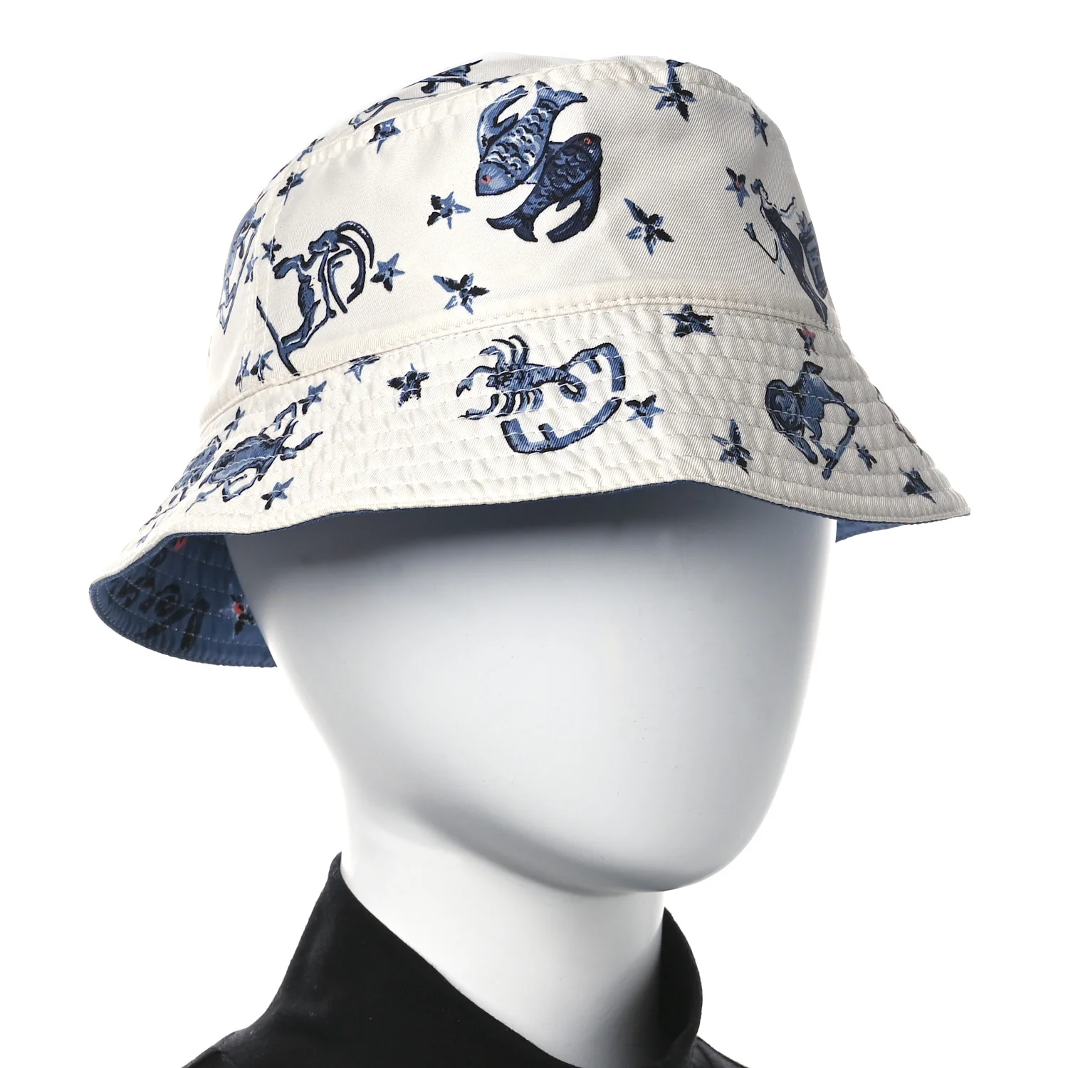 Silk Zodiac Reversible Bucket Hat S White Blue - Image 2