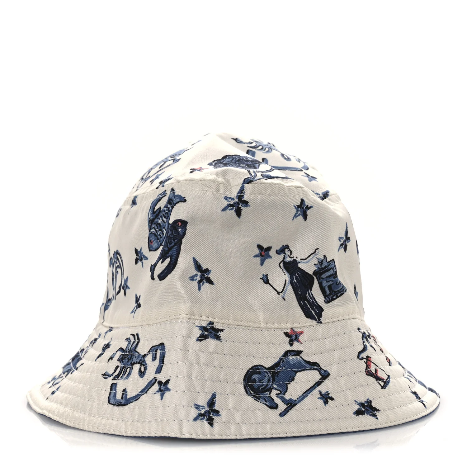 Silk Zodiac Reversible Bucket Hat S White Blue - Image 4