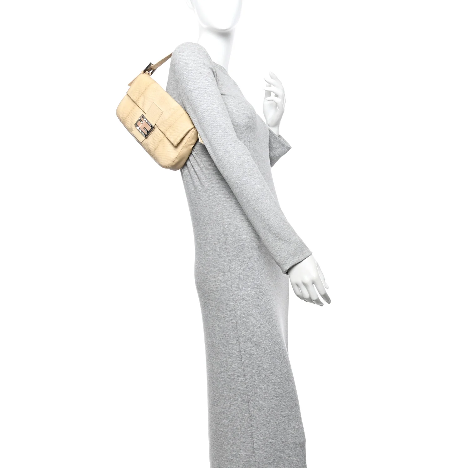 Snakeskin Baguette Light Beige - Image 2