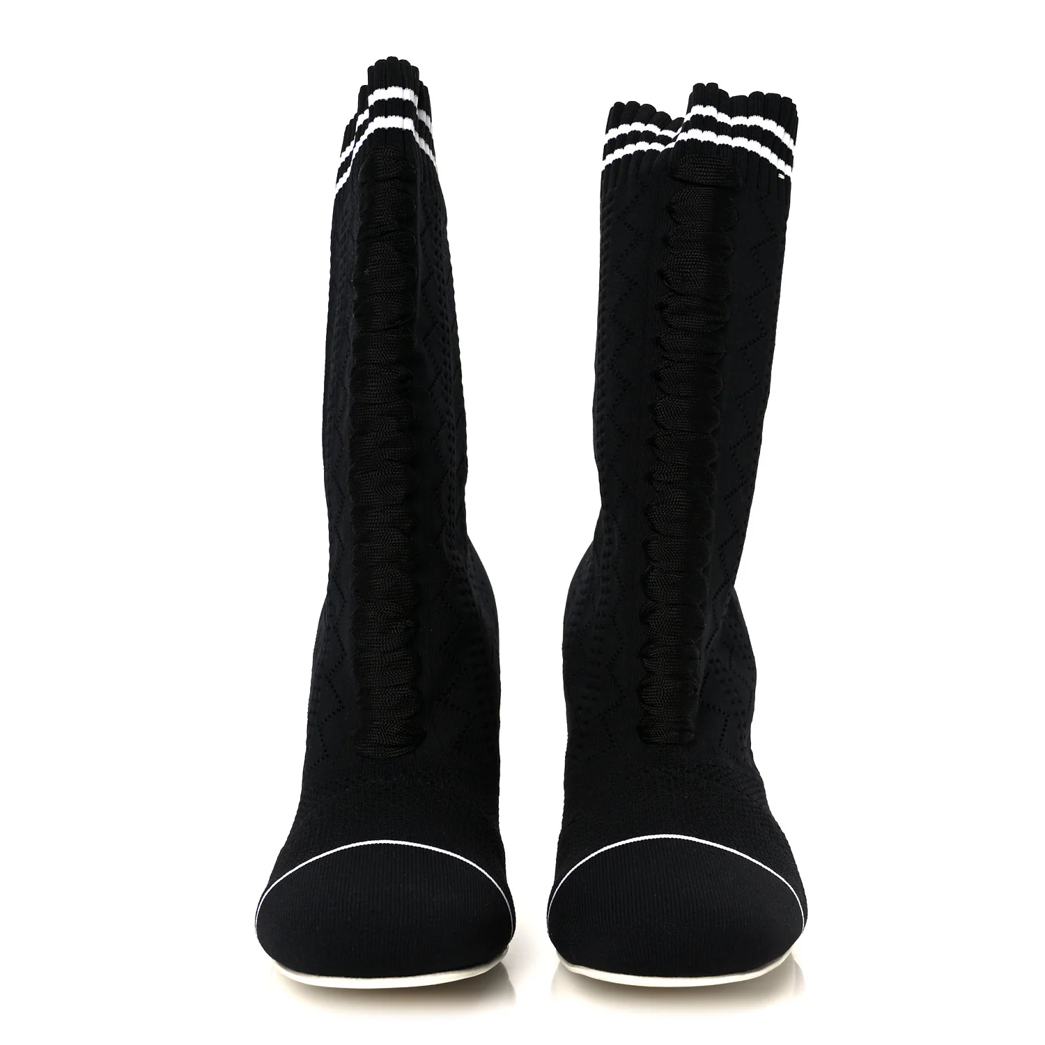 Stretch Fabric Openwork Rockoko 105mm Sock Boots  40 Black White - Image 3