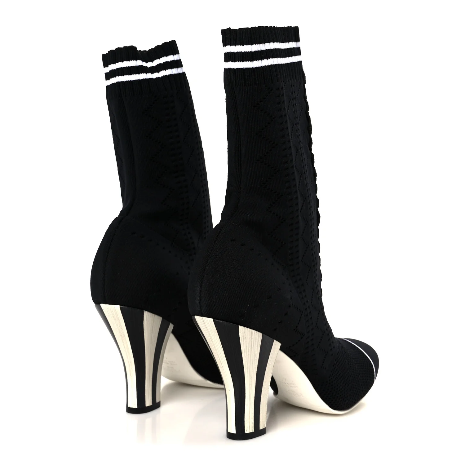Stretch Fabric Openwork Rockoko 105mm Sock Boots  40 Black White - Image 5
