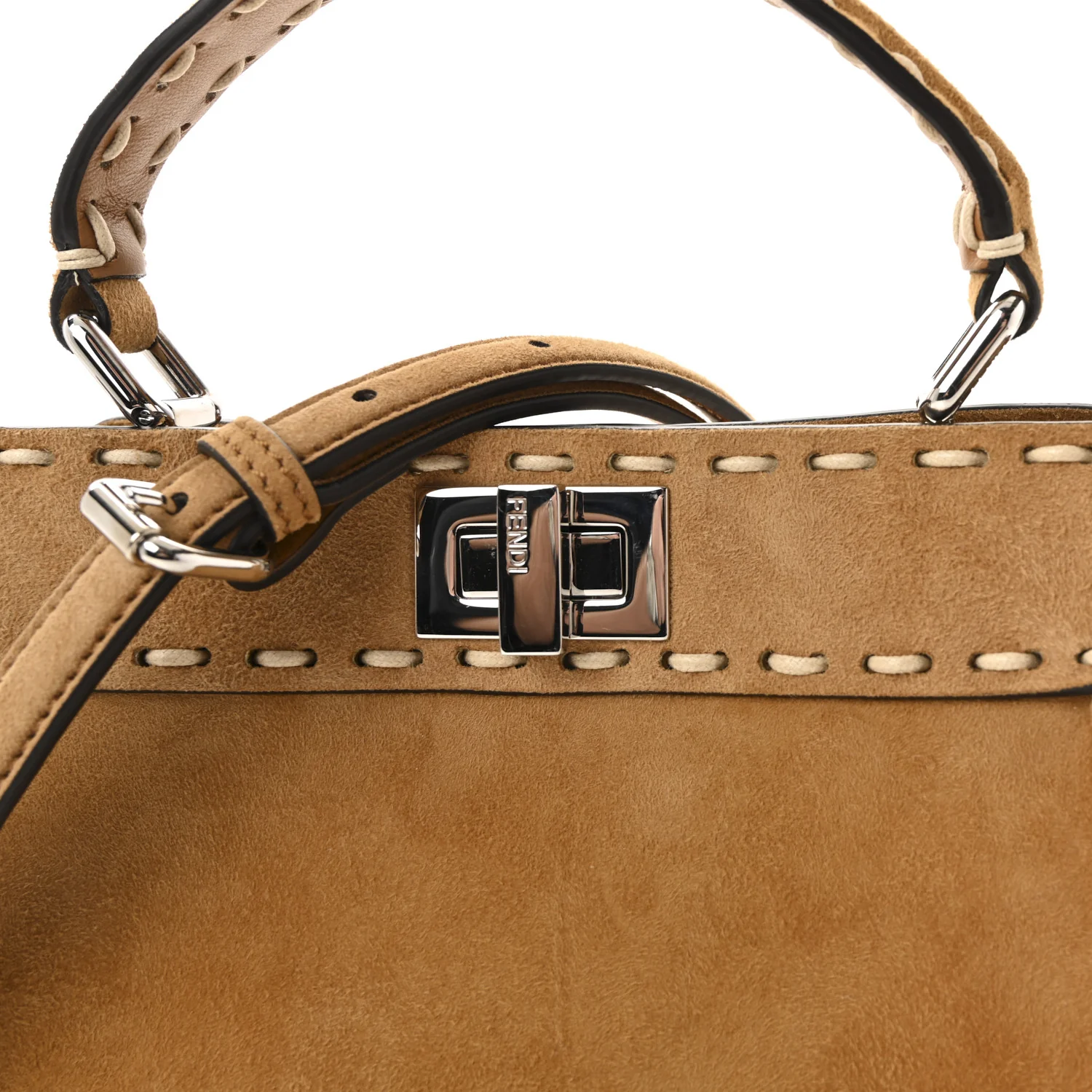 Suede FF Mini Peekaboo Iconic Satchel Marrone - Image 7