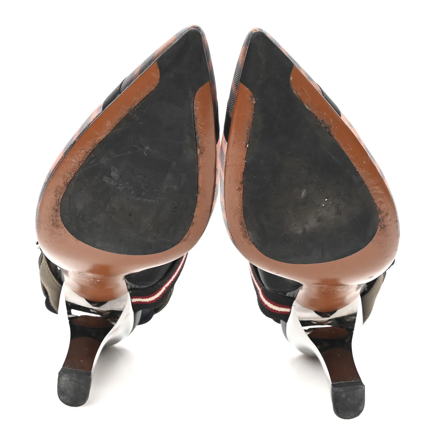 Technical Mesh FF Colibri 85mm Slingback Pumps 40 Tobacco Moro Bordeaux Black Militare - Image 6