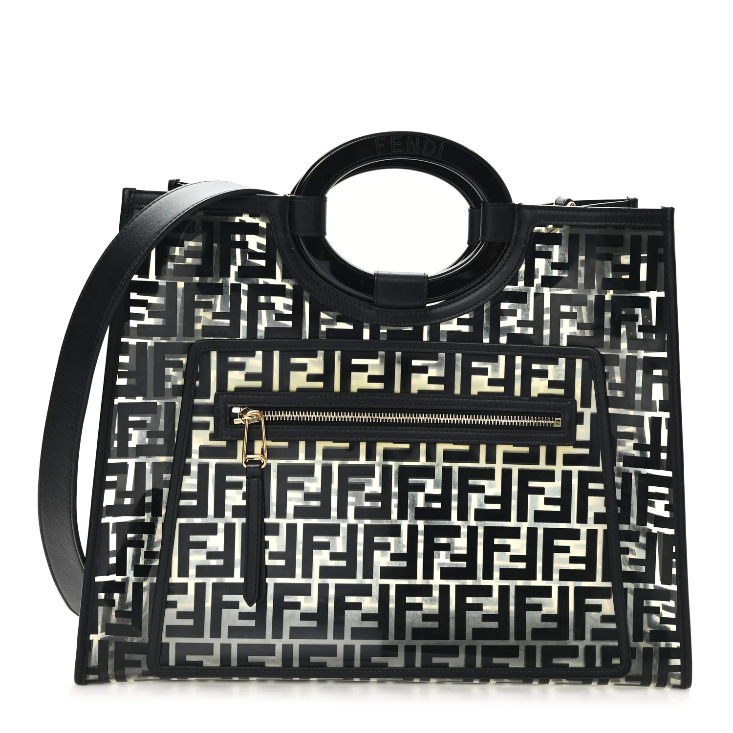 TPU FF Vitello Century Plexiglass Medium Runaway Shopper Tote Black