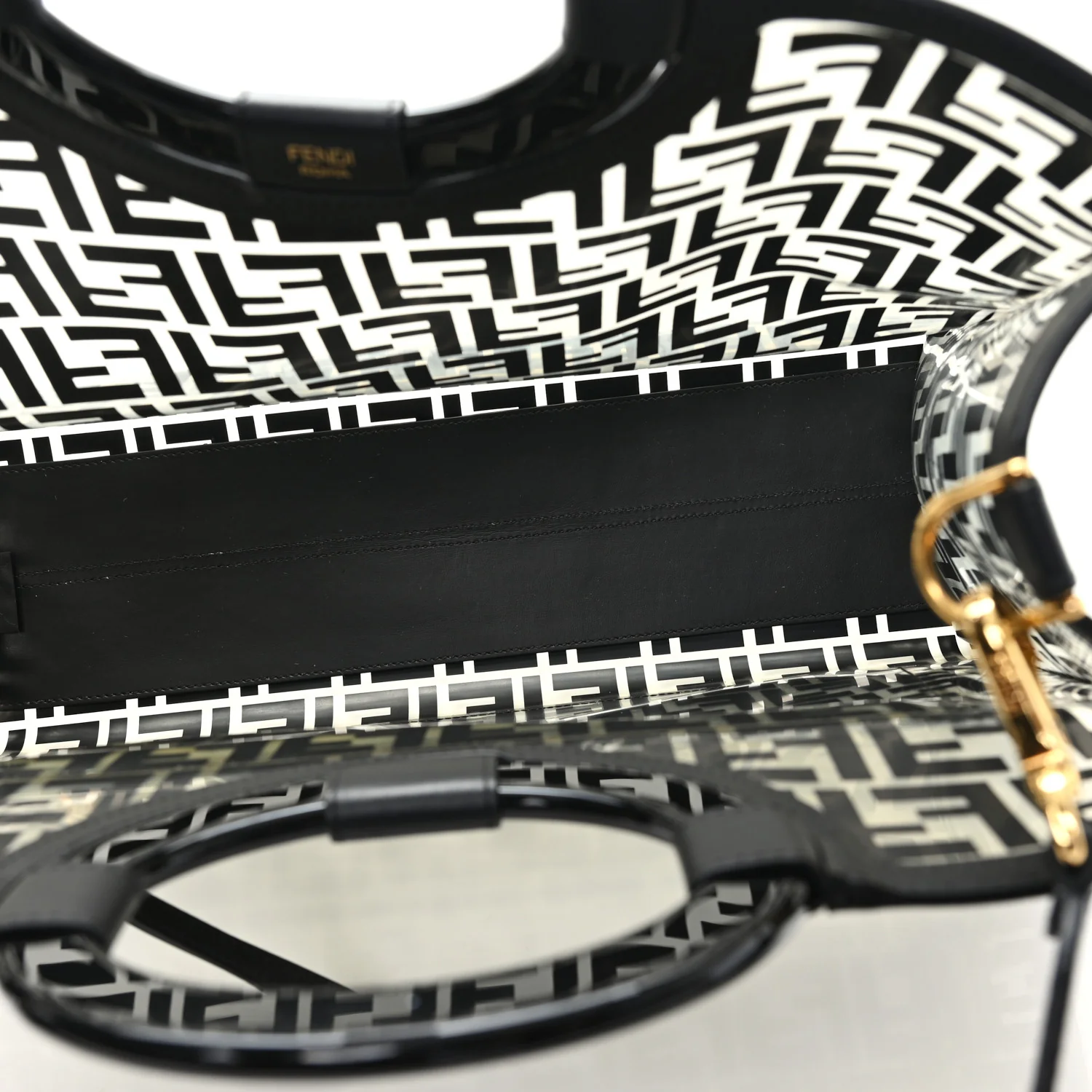 TPU FF Vitello Century Plexiglass Medium Runaway Shopper Tote Black - Image 5