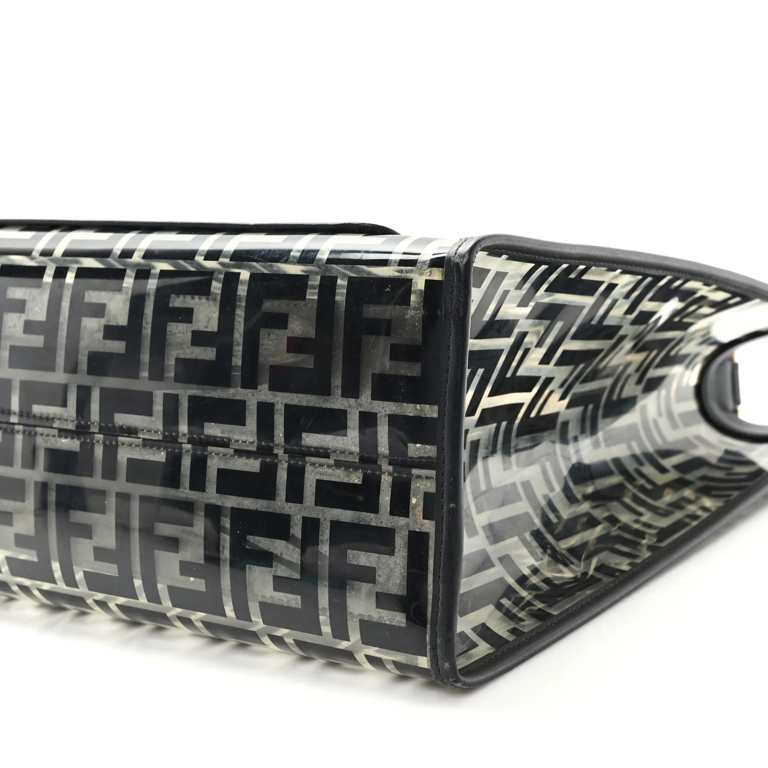 TPU FF Vitello Century Plexiglass Medium Runaway Shopper Tote Black - Image 9