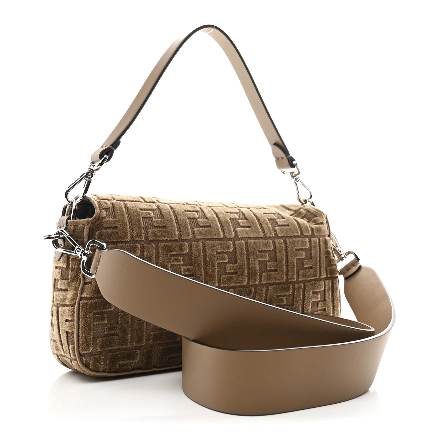 Velvet Jacquard Crystal FF Baguette Cappuccino - Image 3