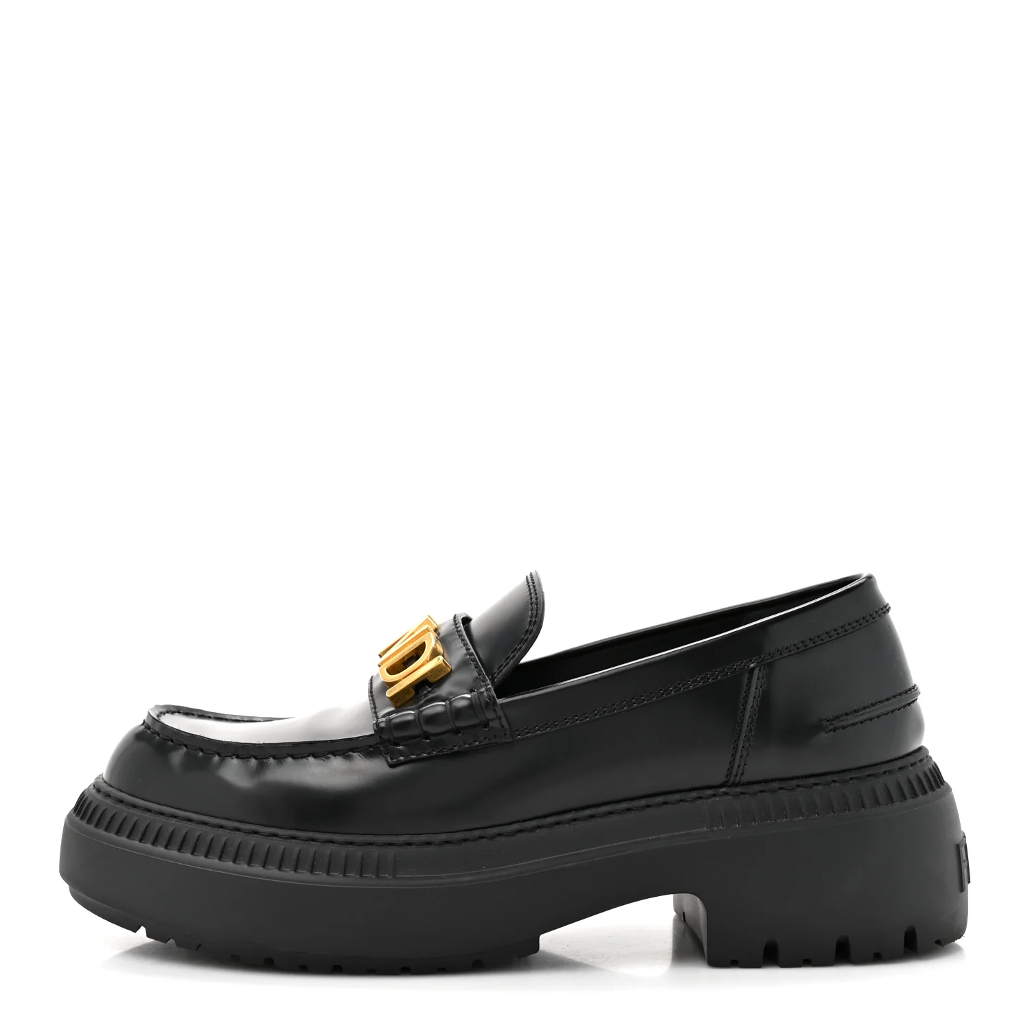 Vitello Abrasivato Fendigraphy 50mm Loafers 40.5 Black