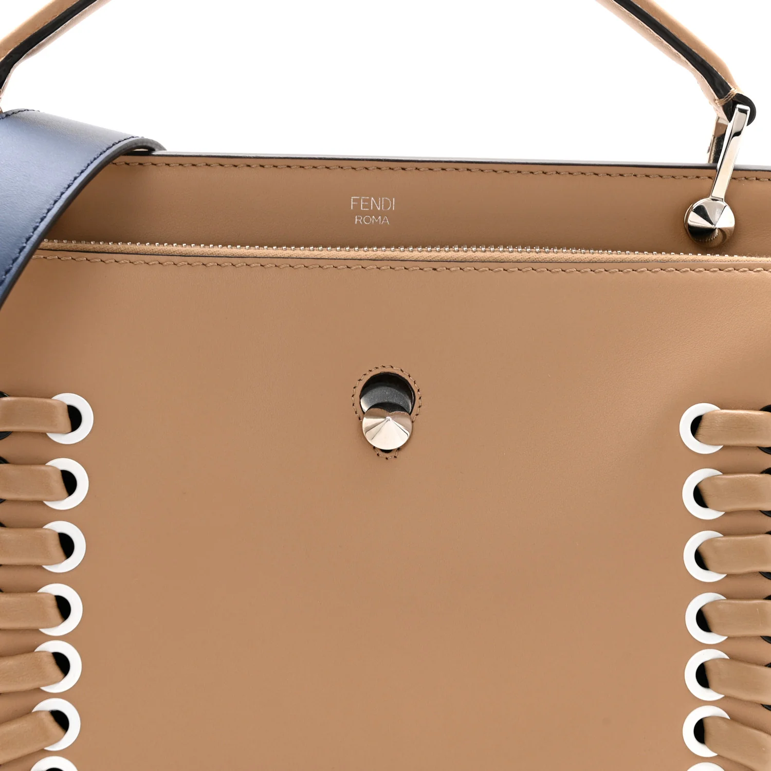 Vitello Baltico Dolce Shiny Nappa Lace Up DotCom Satchel Cuoio Ceruleo - Image 10