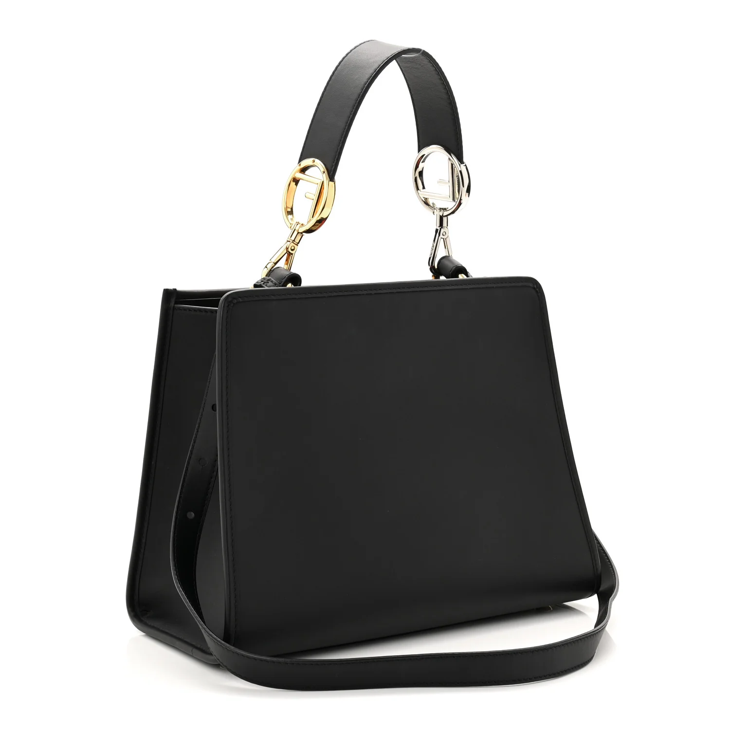 Vitello Century F is Fendi FF 1974 Embossed Small Runaway Satchel Black Maya - Image 3