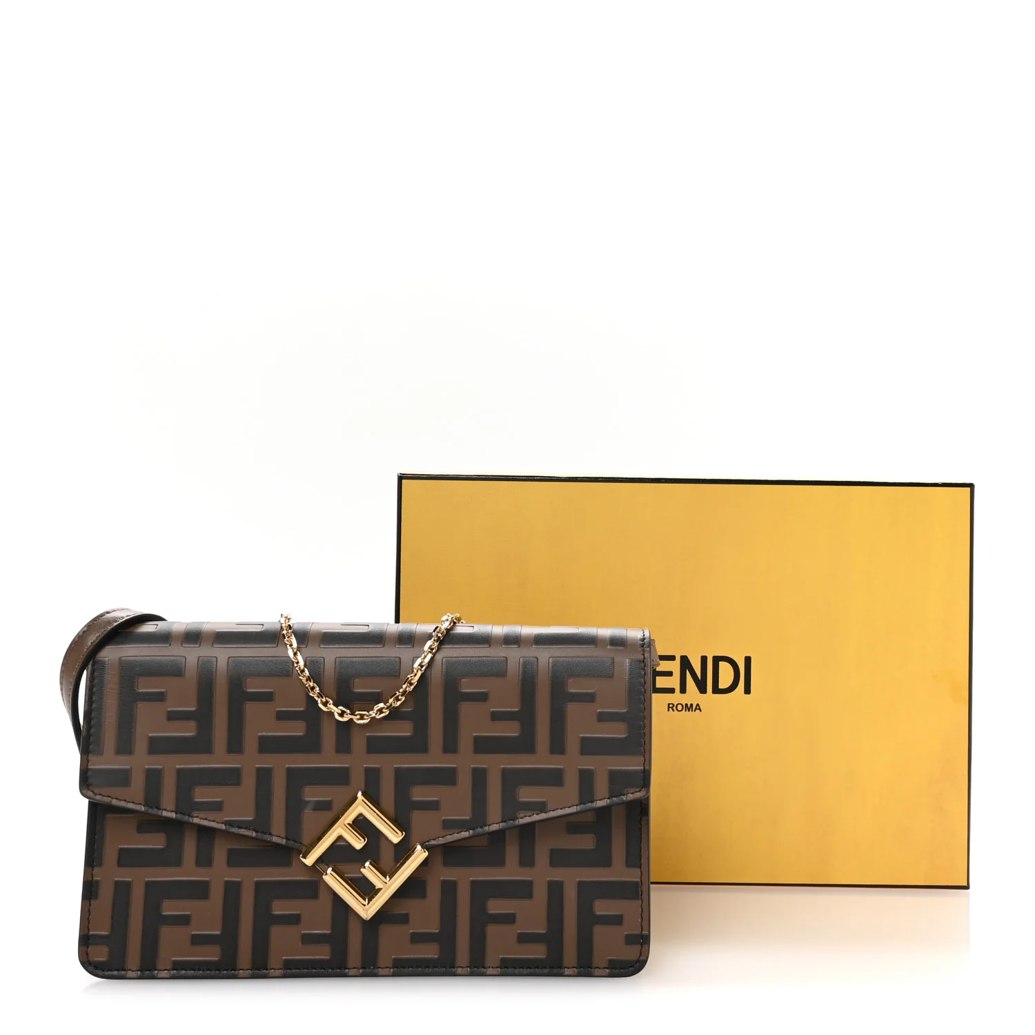 Vitello Ceylon Bi-Color FF 1974 Embossed FF Diamonds Chain Wallet Maya Black - Image 11