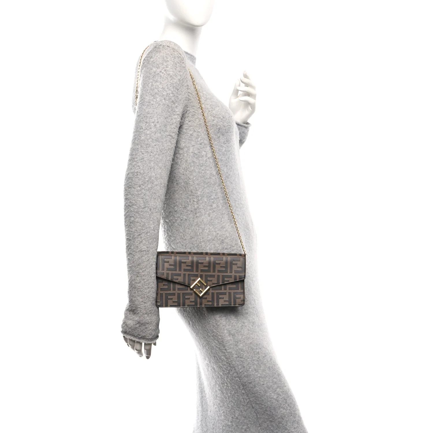 Vitello Ceylon Bi-Color FF 1974 Embossed FF Diamonds Chain Wallet Maya Black - Image 2