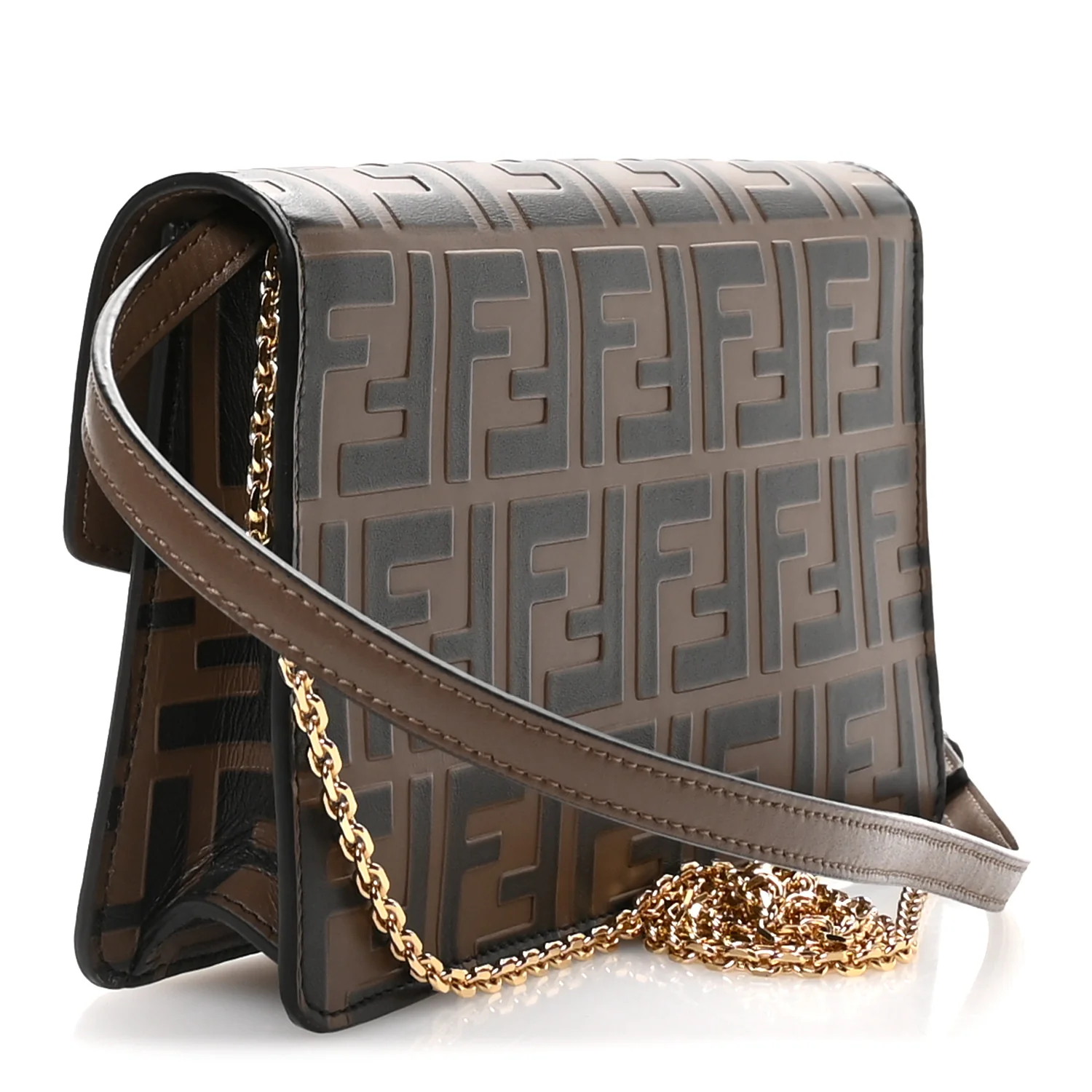 Vitello Ceylon Bi-Color FF 1974 Embossed FF Diamonds Chain Wallet Maya Black - Image 3