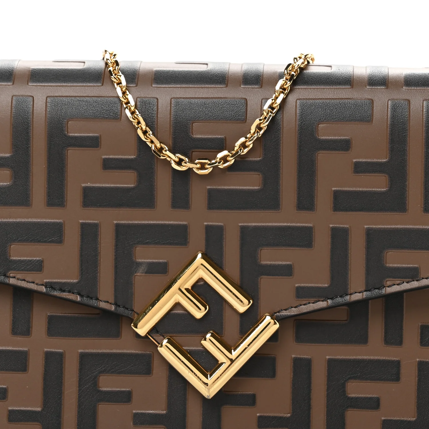 Vitello Ceylon Bi-Color FF 1974 Embossed FF Diamonds Chain Wallet Maya Black - Image 8
