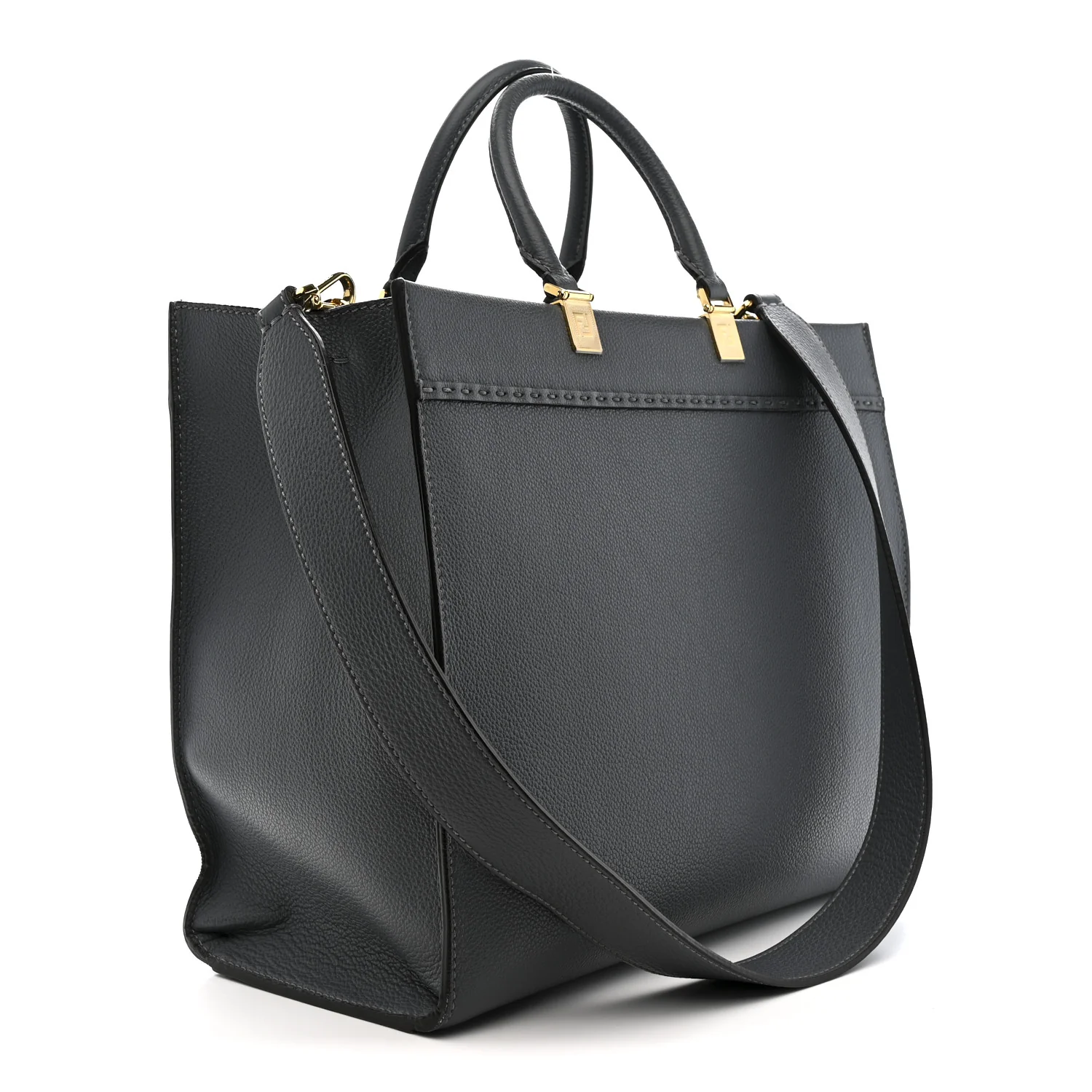 Vitello Cher Logo Debossed Medium Fendi Sunshine Shopper Tote Real Tempesta - Image 3