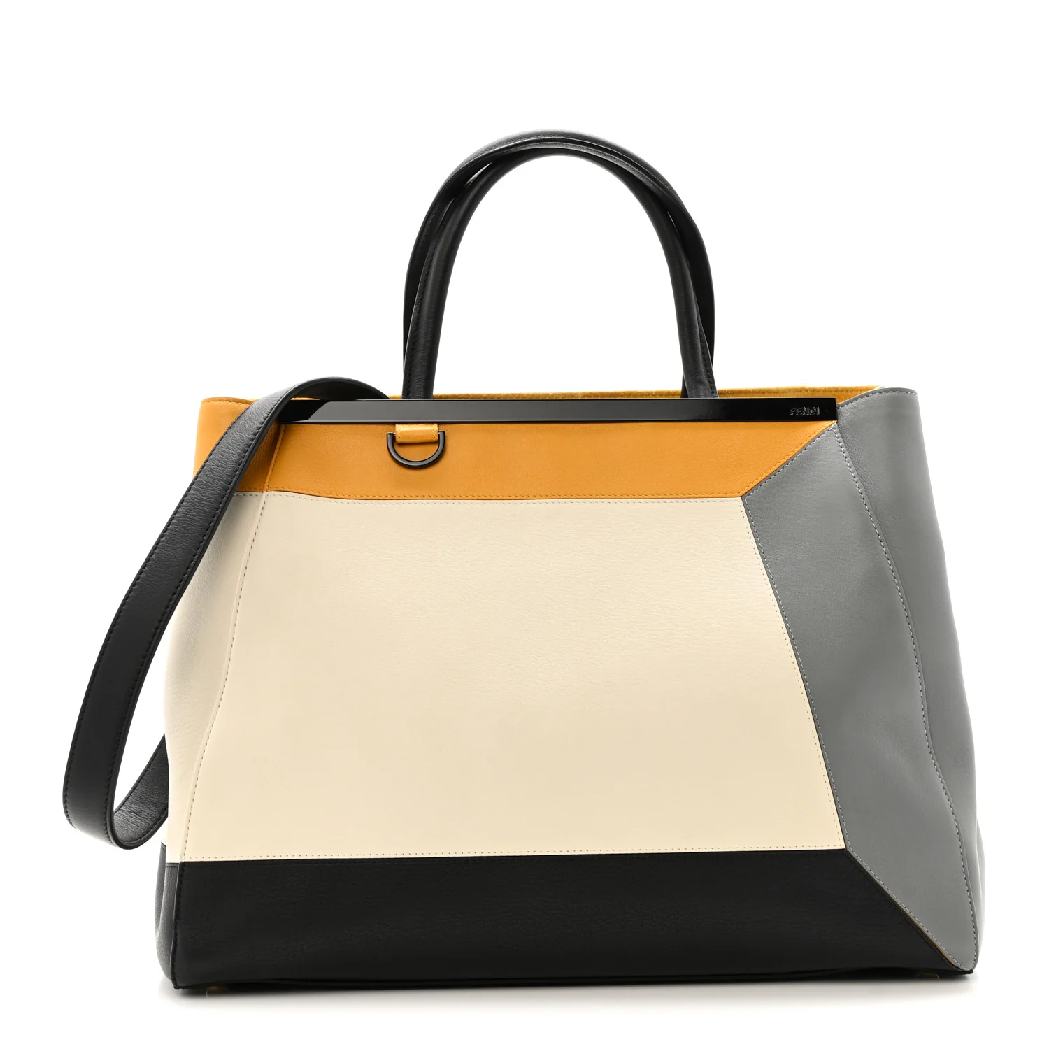 Vitello Colorblock Regular 2Jours Tote White Multicolor Girasole Black