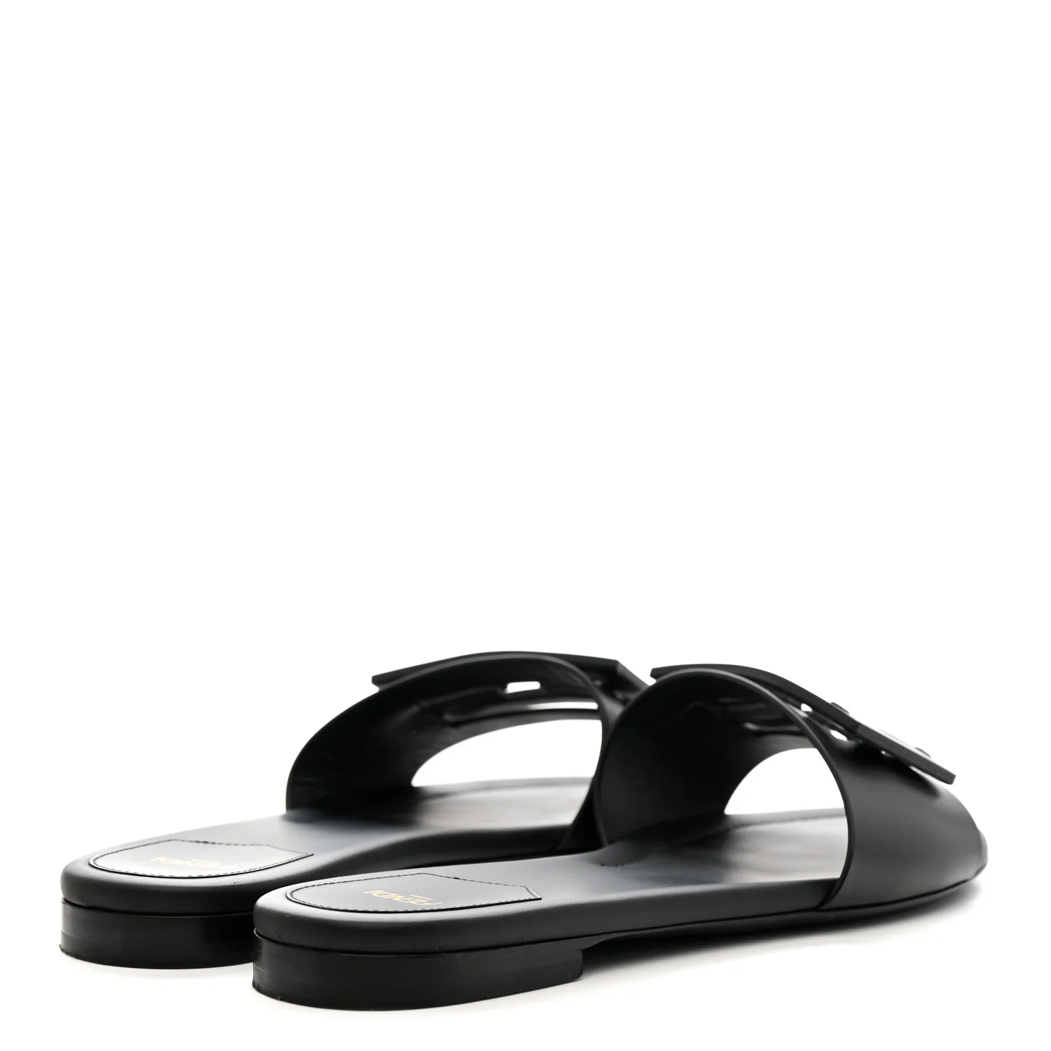 Vitello Cuoio Baguette Flat Slide Sandals 39.5 Black - Image 5