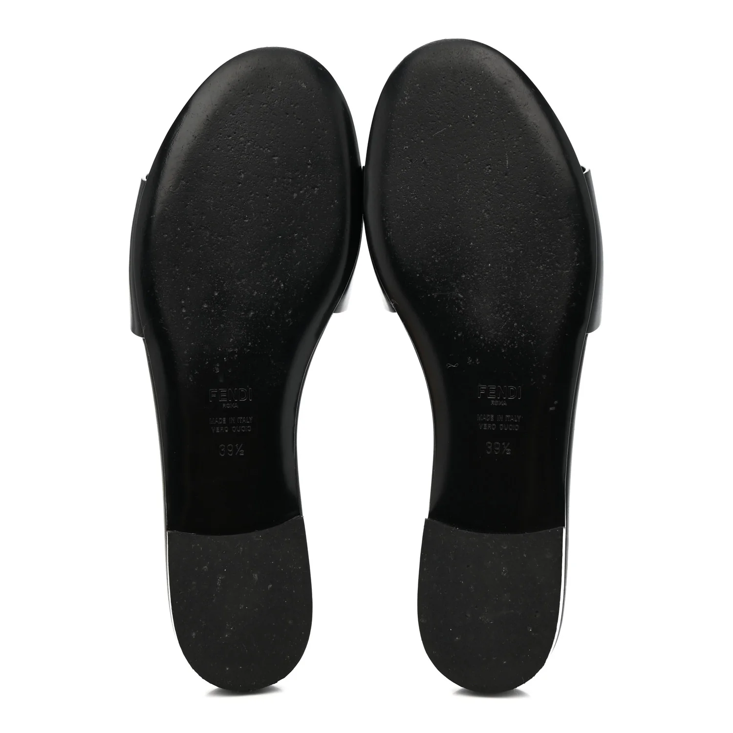 Vitello Cuoio Baguette Flat Slide Sandals 39.5 Black - Image 6