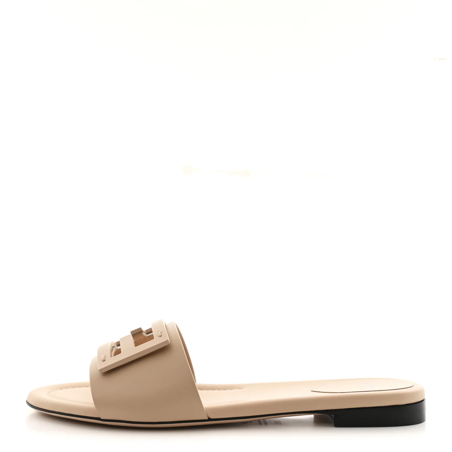 Vitello Cuoio Baguette Flat Slide Sandals 39.5 Poudre