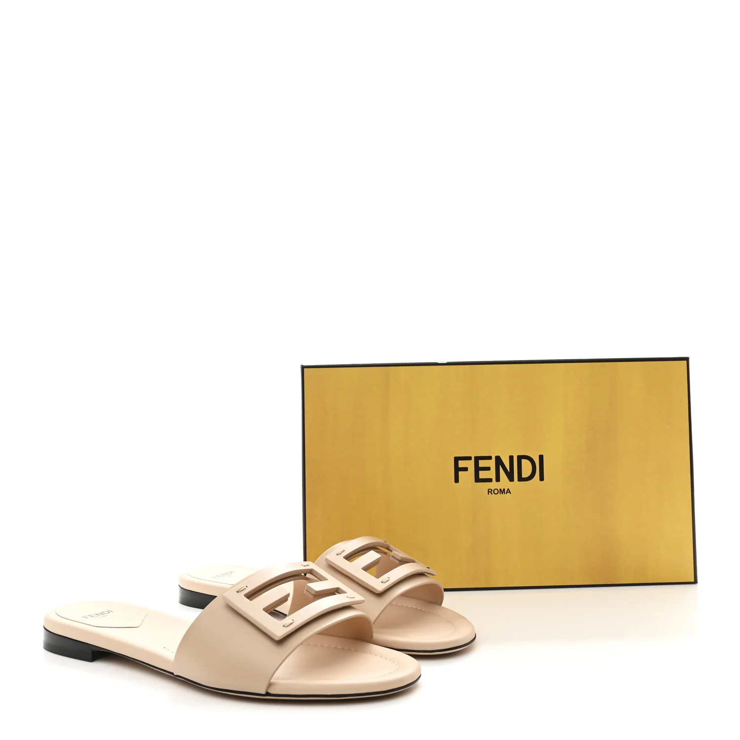 Vitello Cuoio Baguette Flat Slide Sandals 39.5 Poudre - Image 9