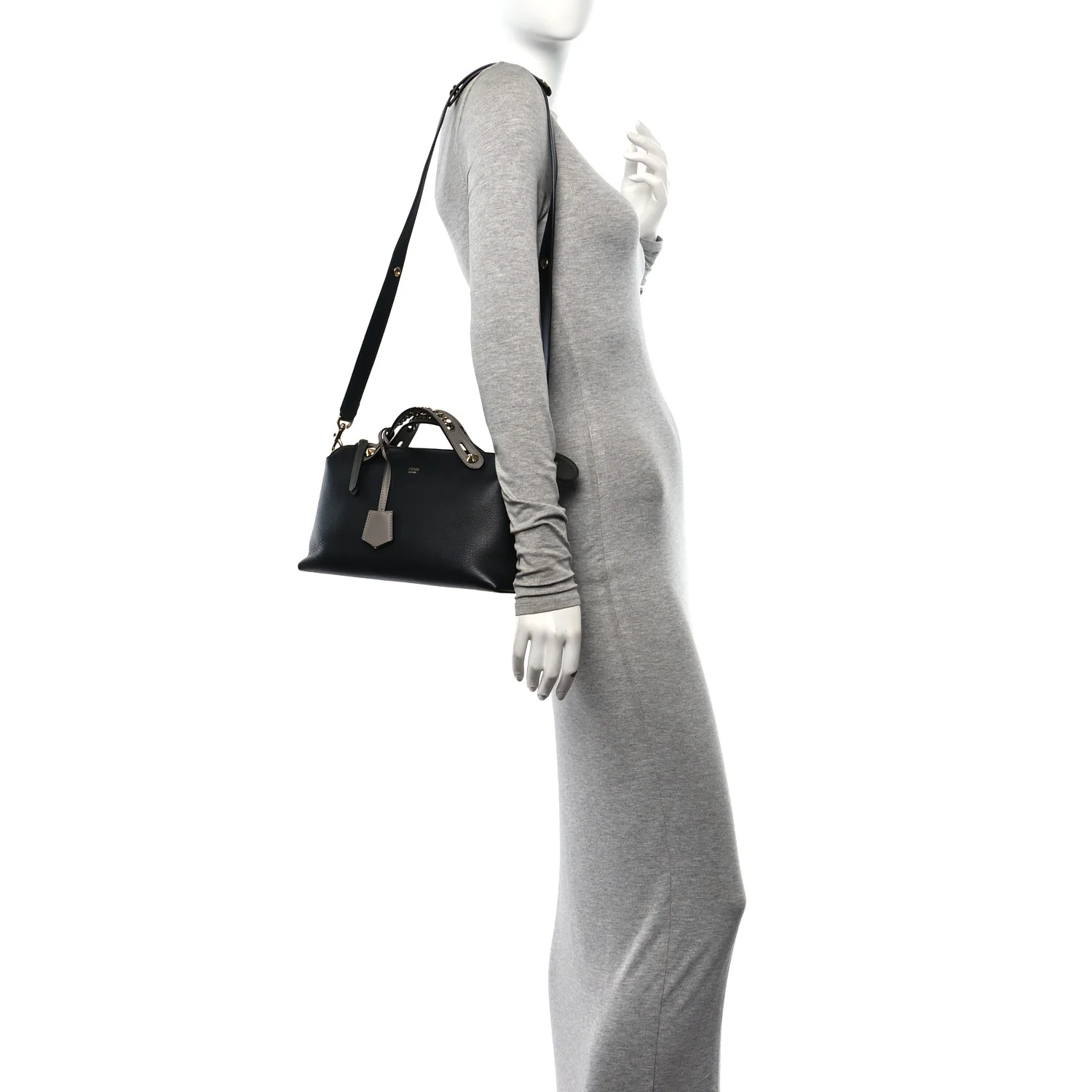 Vitello Dolce Chain Medium By The Way Boston Bag Black Grigio - Image 2