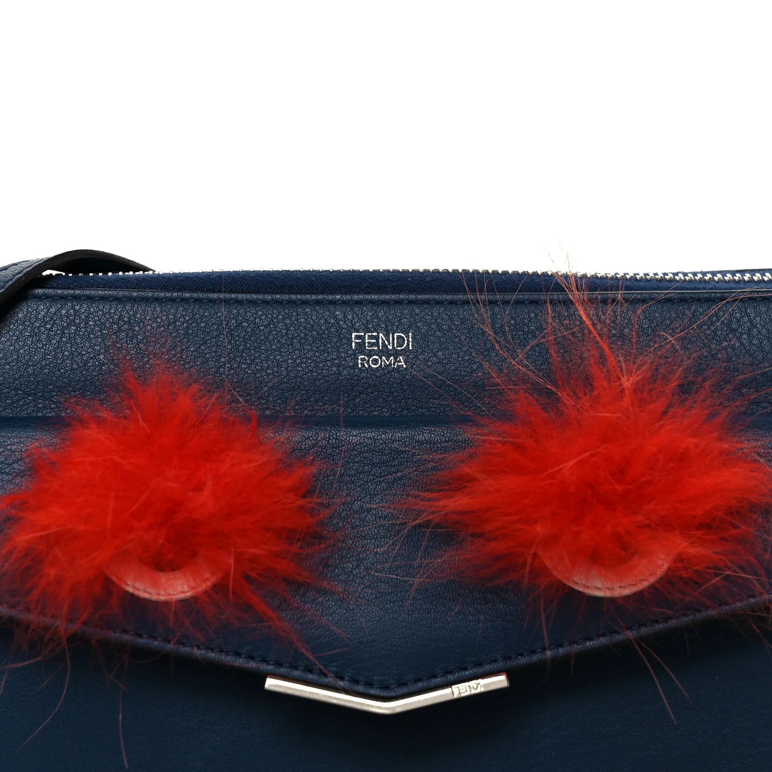 Vitello Dolce Fox Fur Monster Eyes Mini 2Jours Pouch Navy - Image 10
