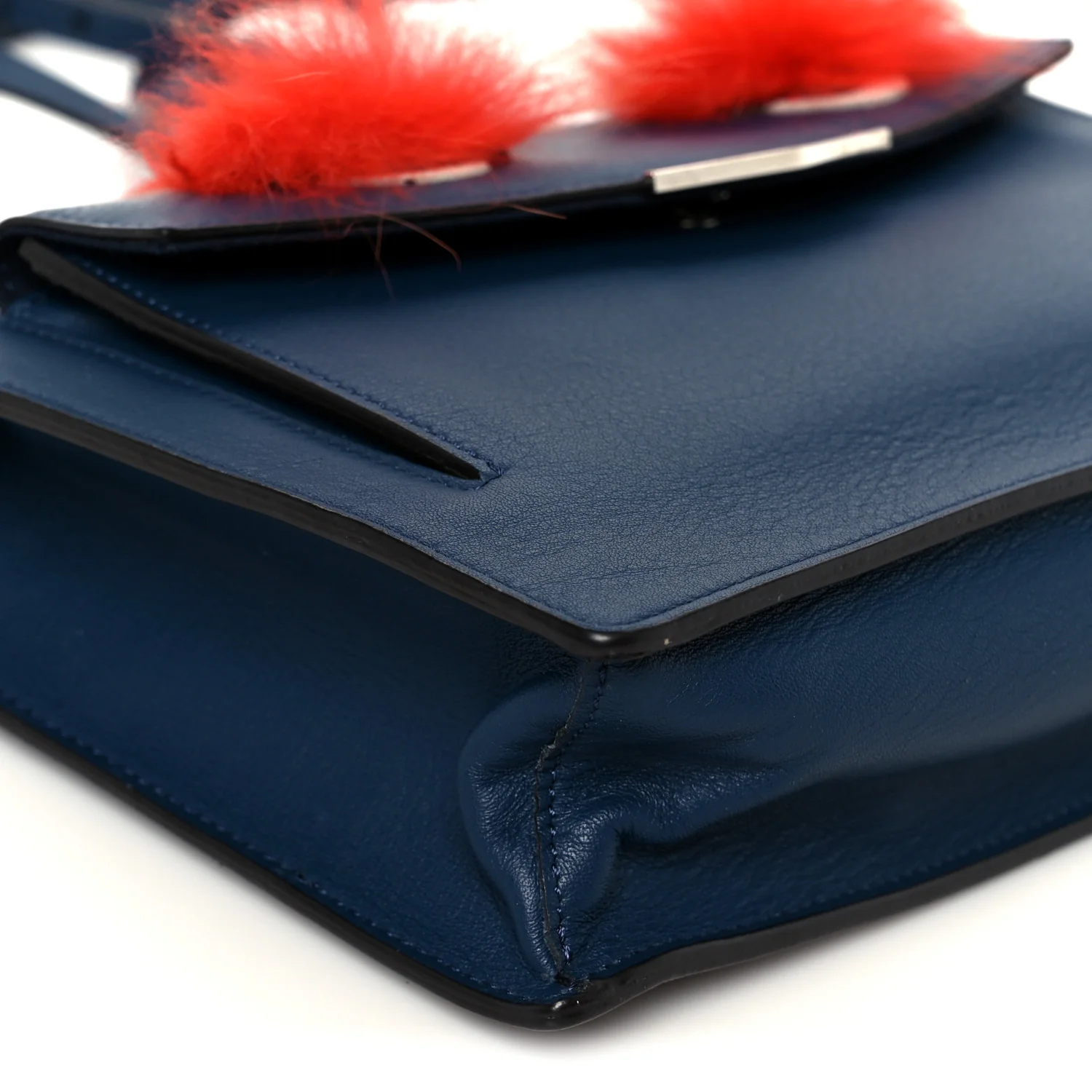 Vitello Dolce Fox Fur Monster Eyes Mini 2Jours Pouch Navy - Image 11