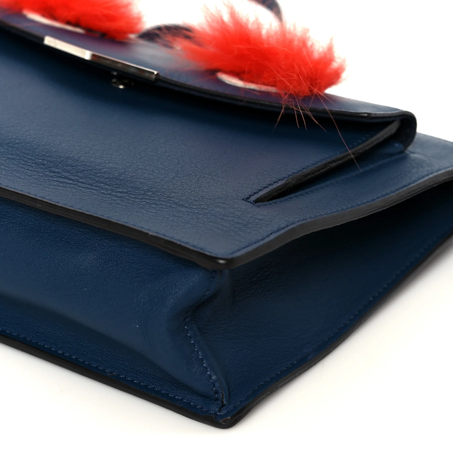 Vitello Dolce Fox Fur Monster Eyes Mini 2Jours Pouch Navy - Image 12