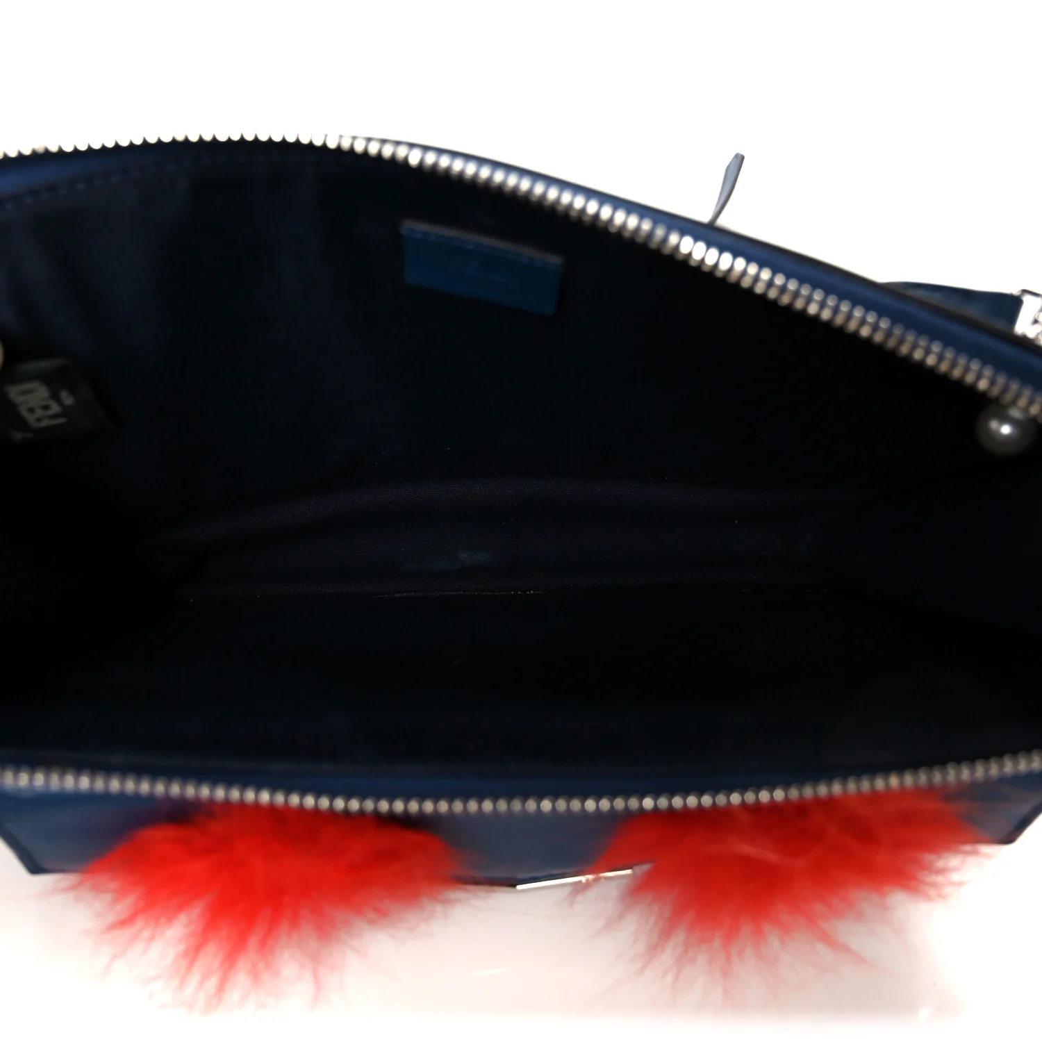 Vitello Dolce Fox Fur Monster Eyes Mini 2Jours Pouch Navy - Image 5