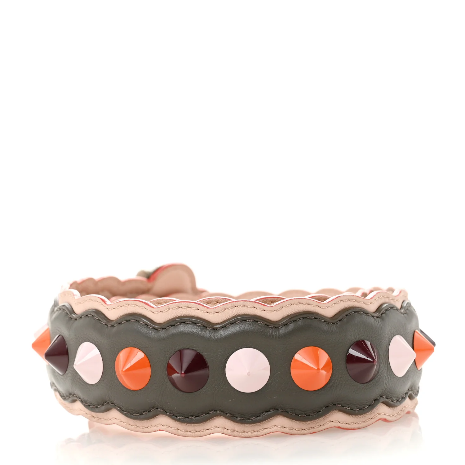 Vitello Dolce Nappa Hypnoteyes Bi-Color Scalloped Spike Studded Strap You Carbone Plaster White Multicolor - Image 2