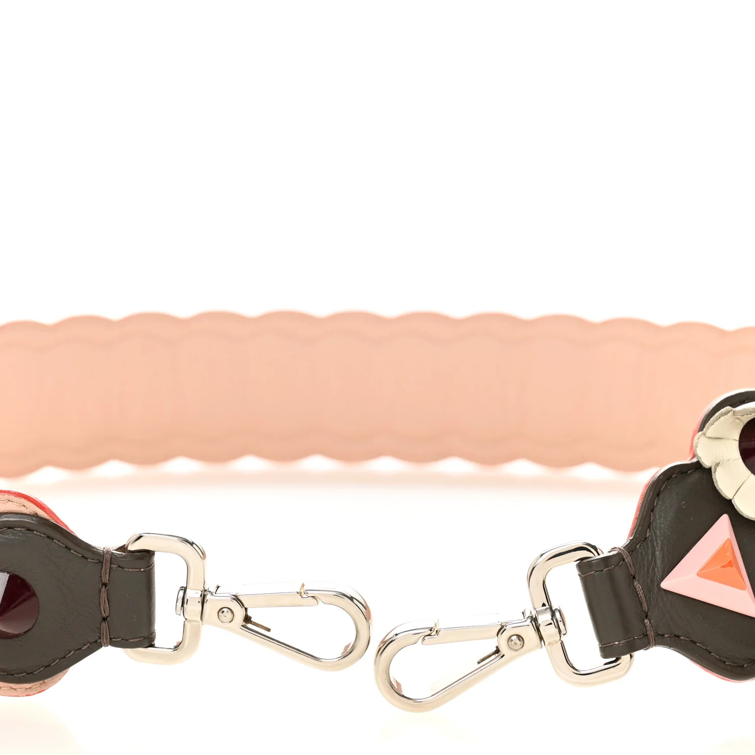 Vitello Dolce Nappa Hypnoteyes Bi-Color Scalloped Spike Studded Strap You Carbone Plaster White Multicolor - Image 3