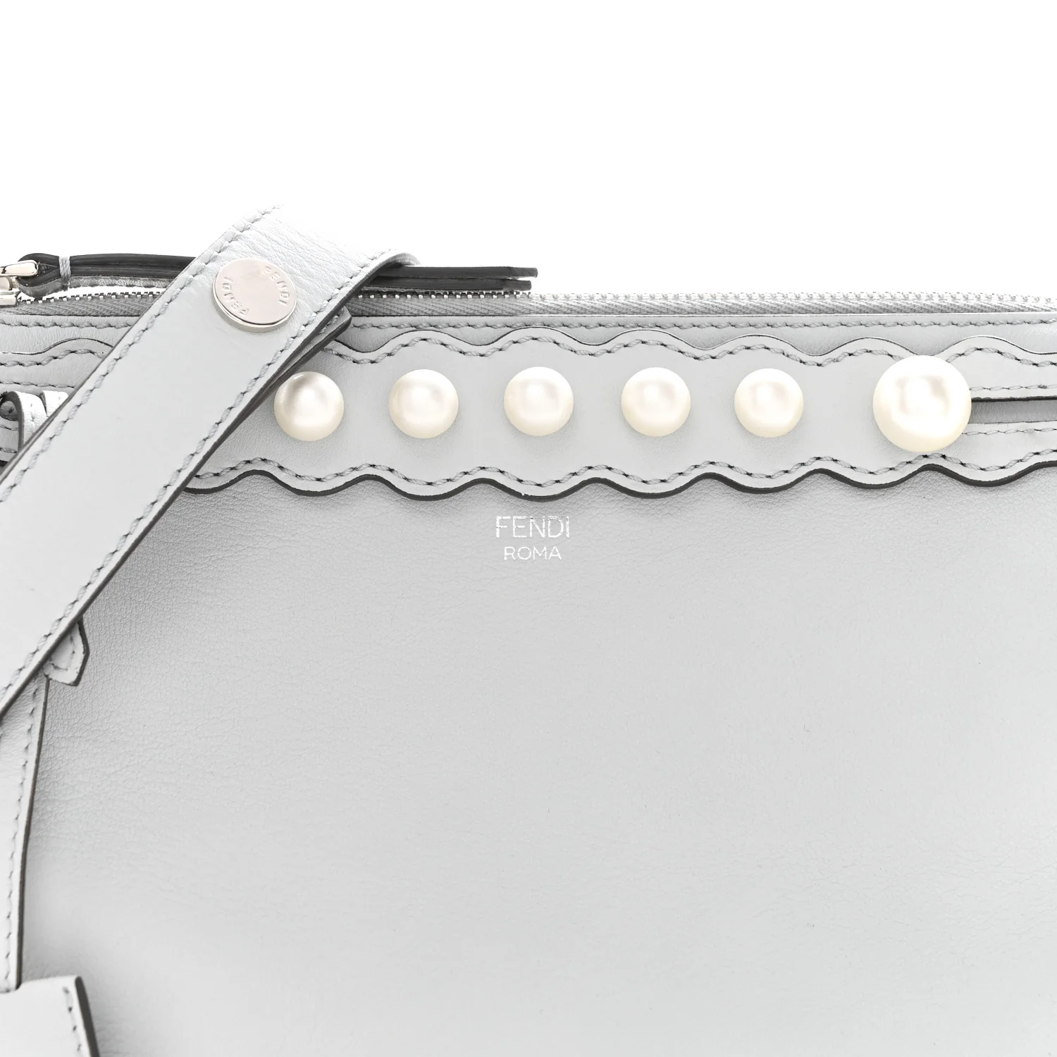 Vitello Dolce Pearl Scalloped Medium By The Way Boston Bag Grigio Perla - Image 8