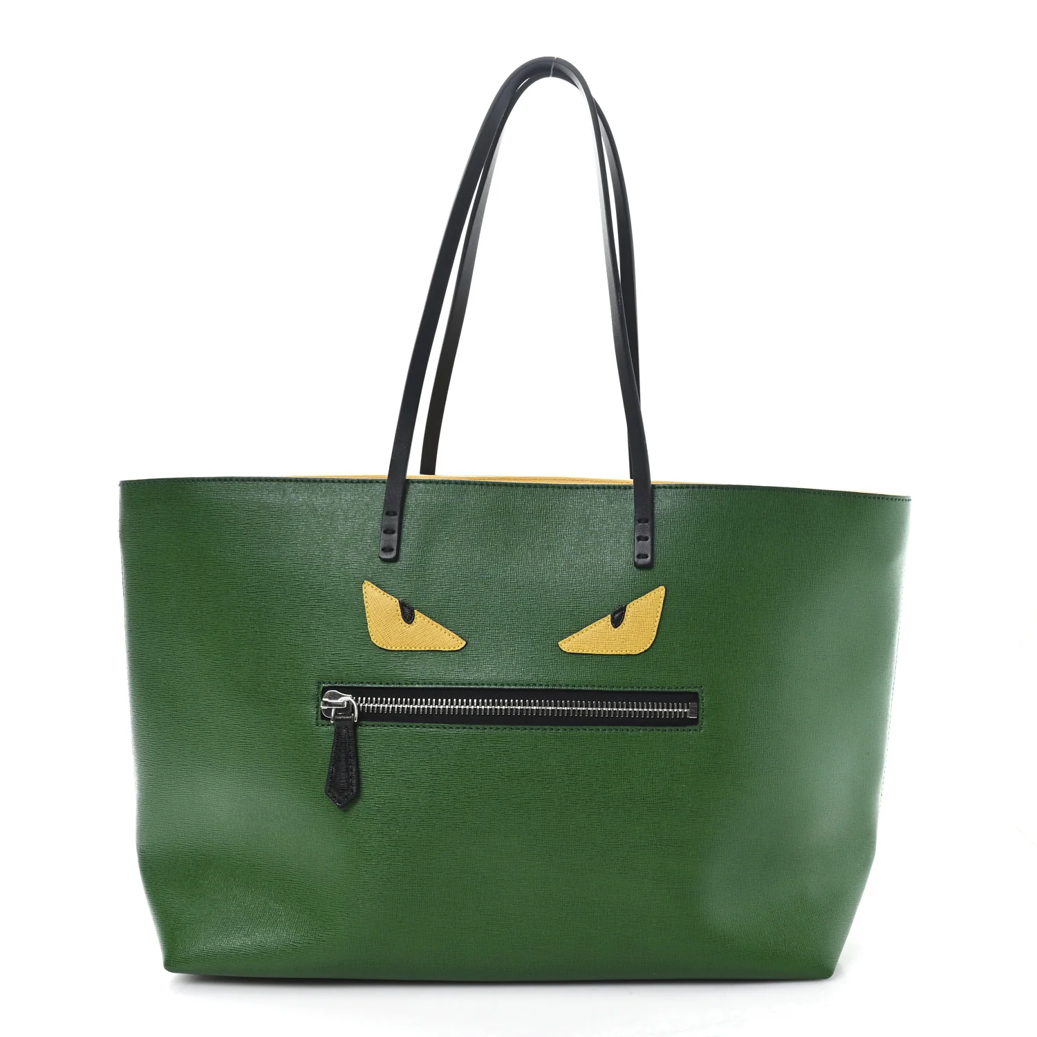 Vitello Elite Cuoio Monster Buggies Medium Roll Tote Emerald Black Multicolor Yellow