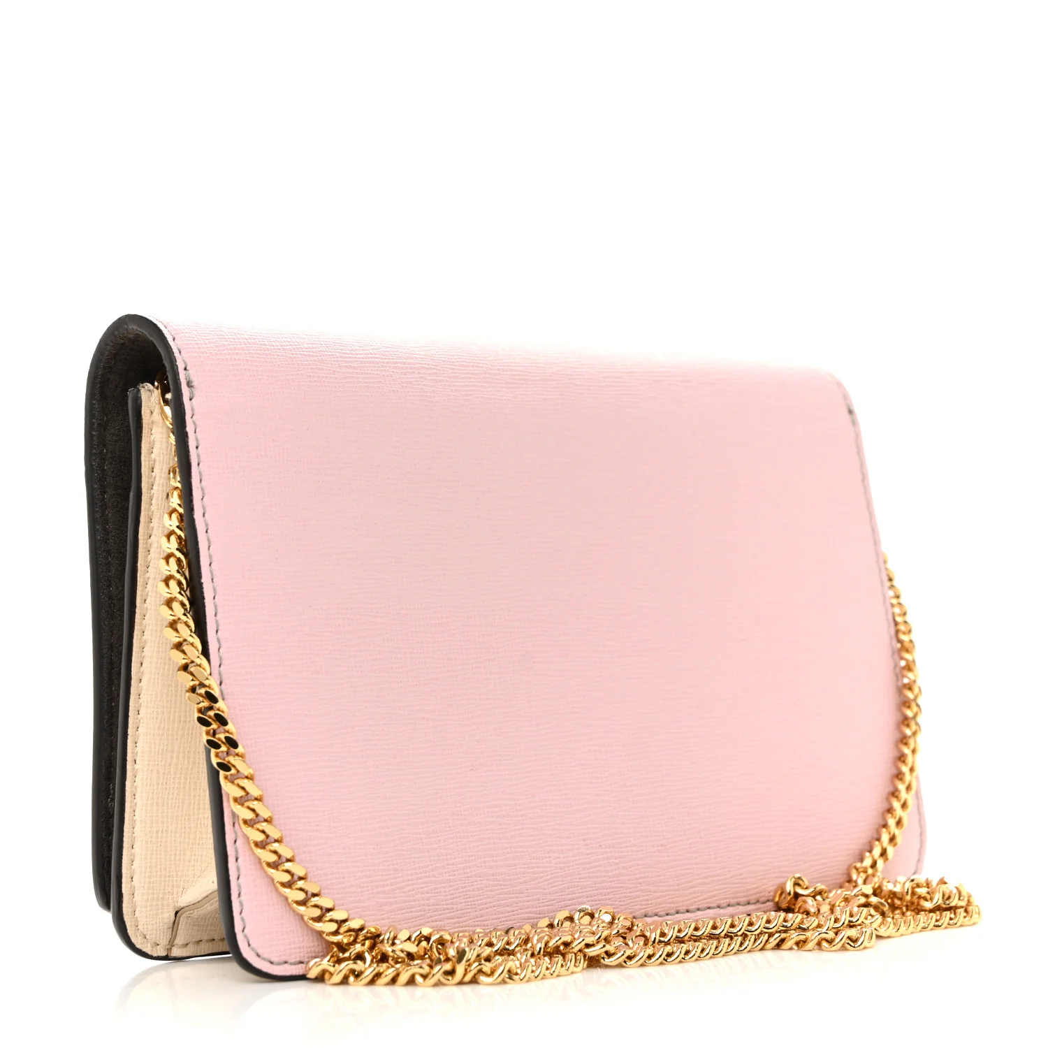 Vitello Elite Monster Eyes Studded Tube Wallet on Chain Grey Powder Cuoio Bubblegum - Image 3