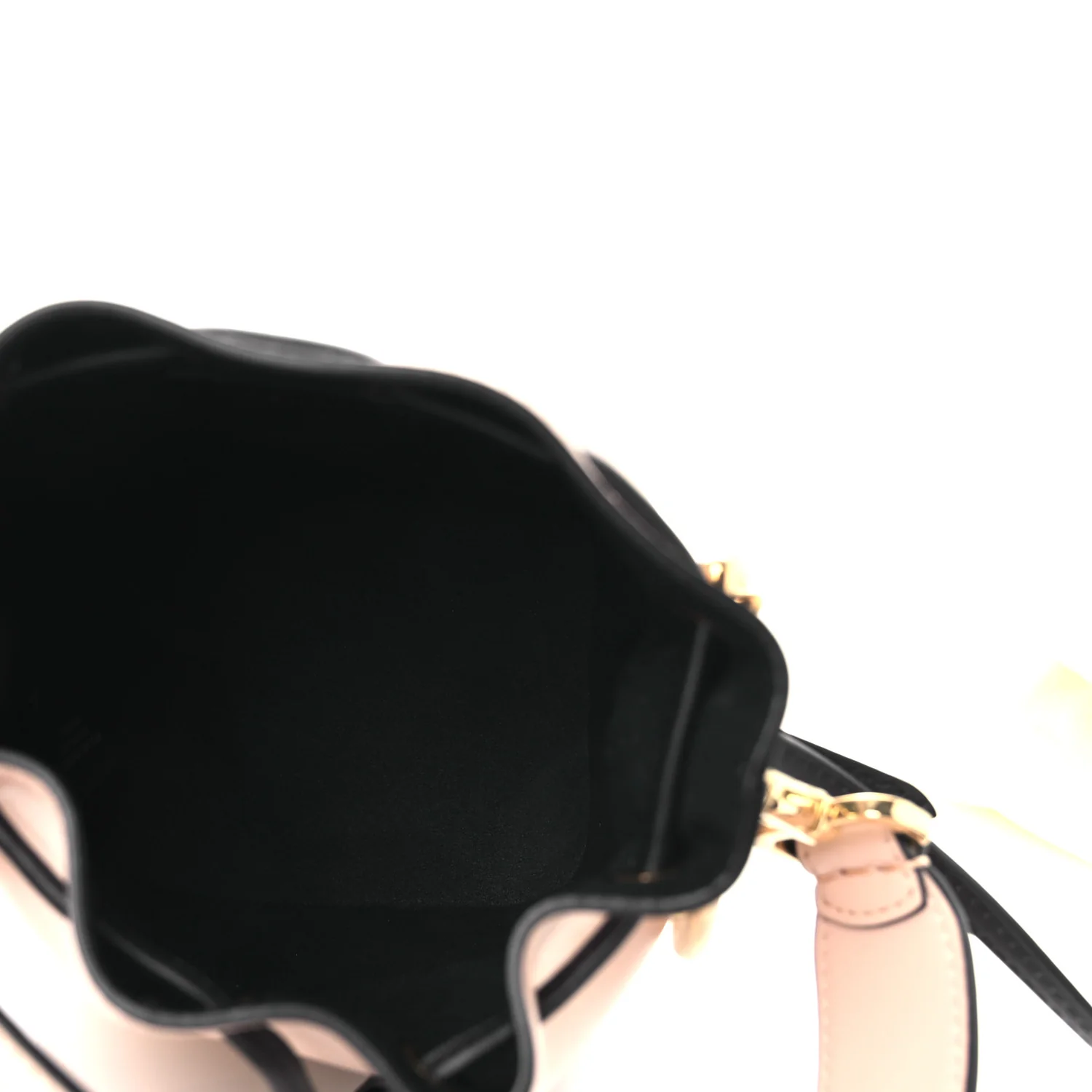 Vitello Fluffy Grace F is Fendi Logo Embossed Mini Mon Tresor Bucket Bag Rosa Quarzo Black - Image 5