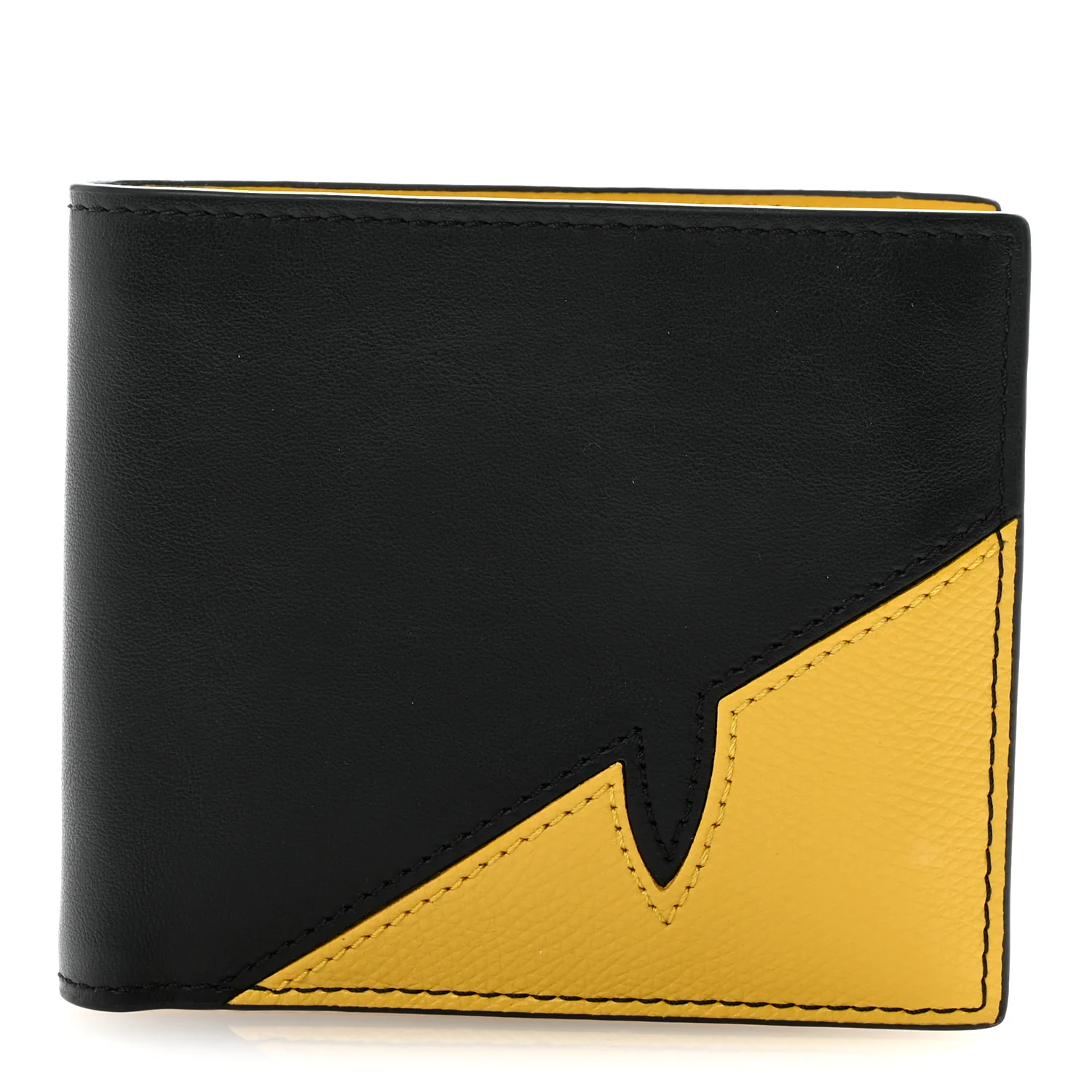 Vitello Grace Cruise Corner Bug Eye Bi-fold Wallet Black Sunflower