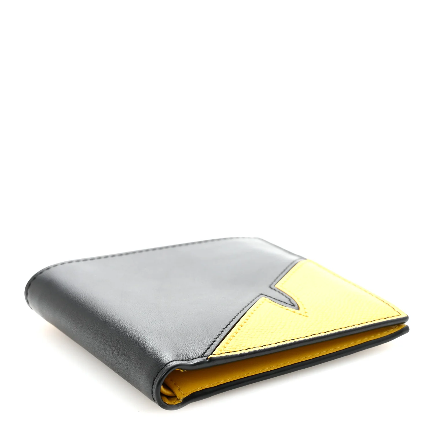 Vitello Grace Cruise Corner Bug Eye Bi-fold Wallet Black Sunflower - Image 6