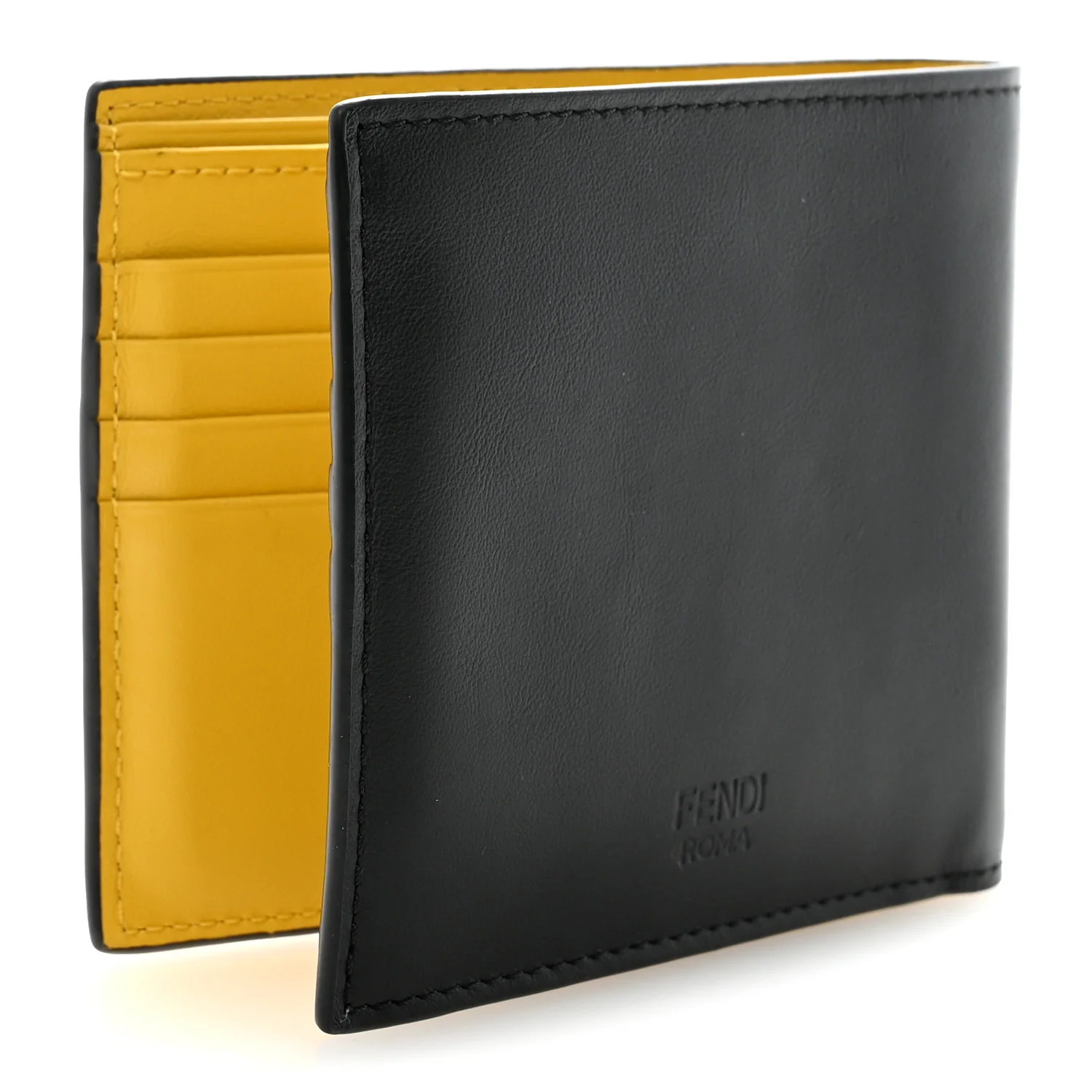 Vitello Grace Cruise Corner Bug Eye Bi-fold Wallet Black Sunflower - Image 8
