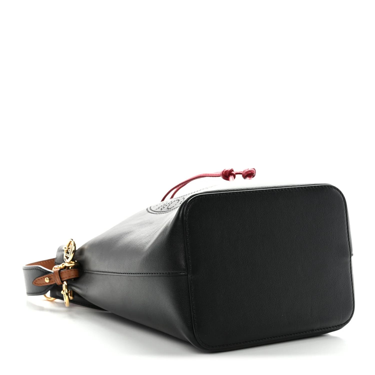 Vitello Grace F is Fendi Stamp Patch Perforated Small Mon Tresor Bucket Bag Black - Image 4
