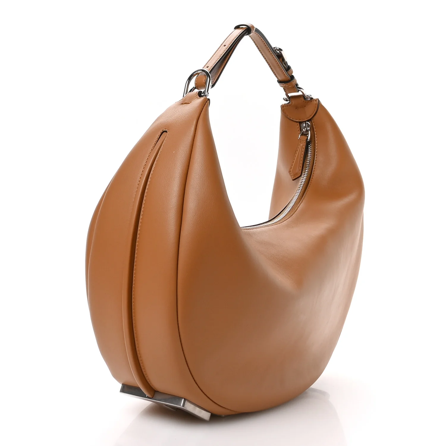 Vitello Grace Matte Medium Fendigraphy Hobo Bag Caramello - Image 3