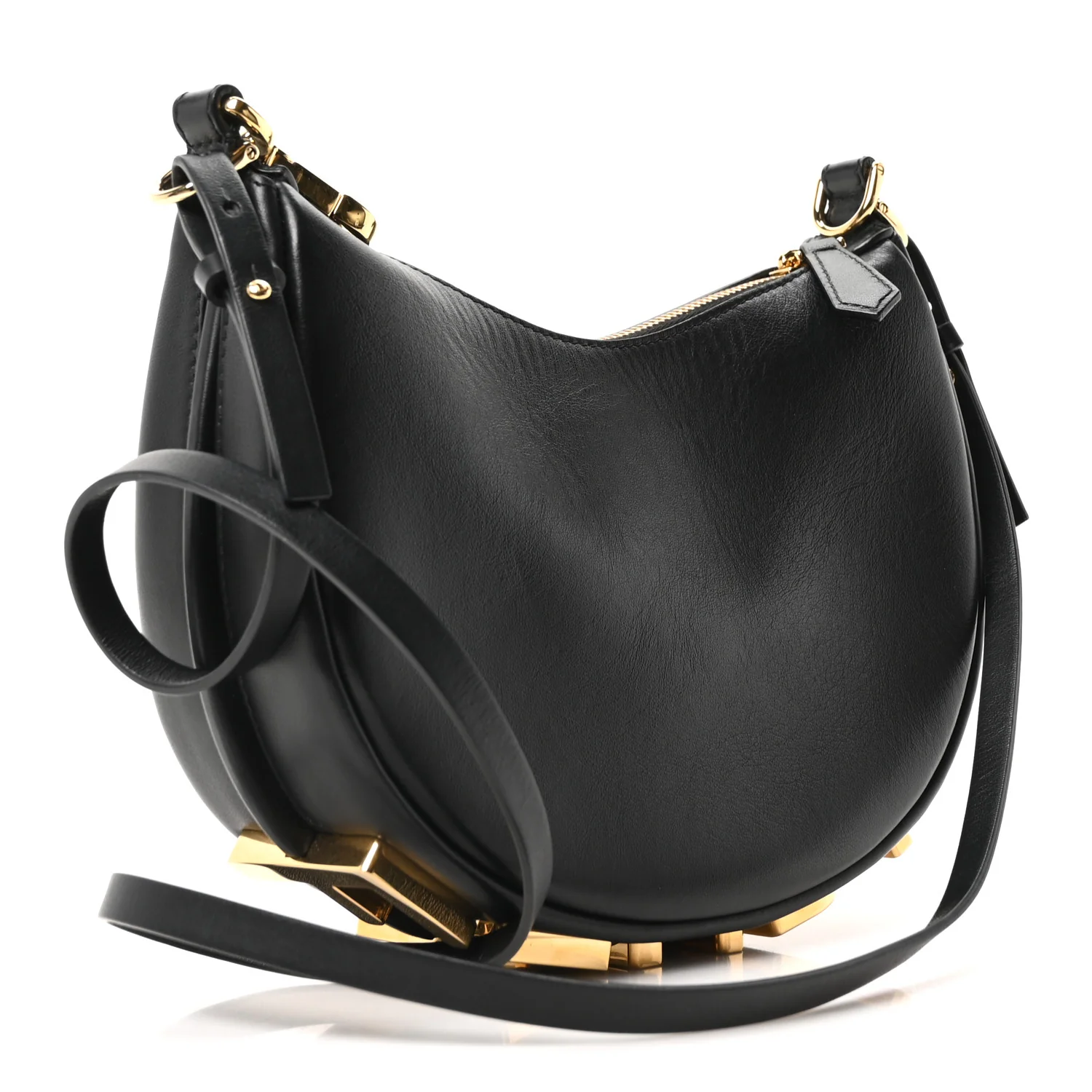 Vitello Grace Matte Mini Fendigraphy Hobo Bag Black - Image 3