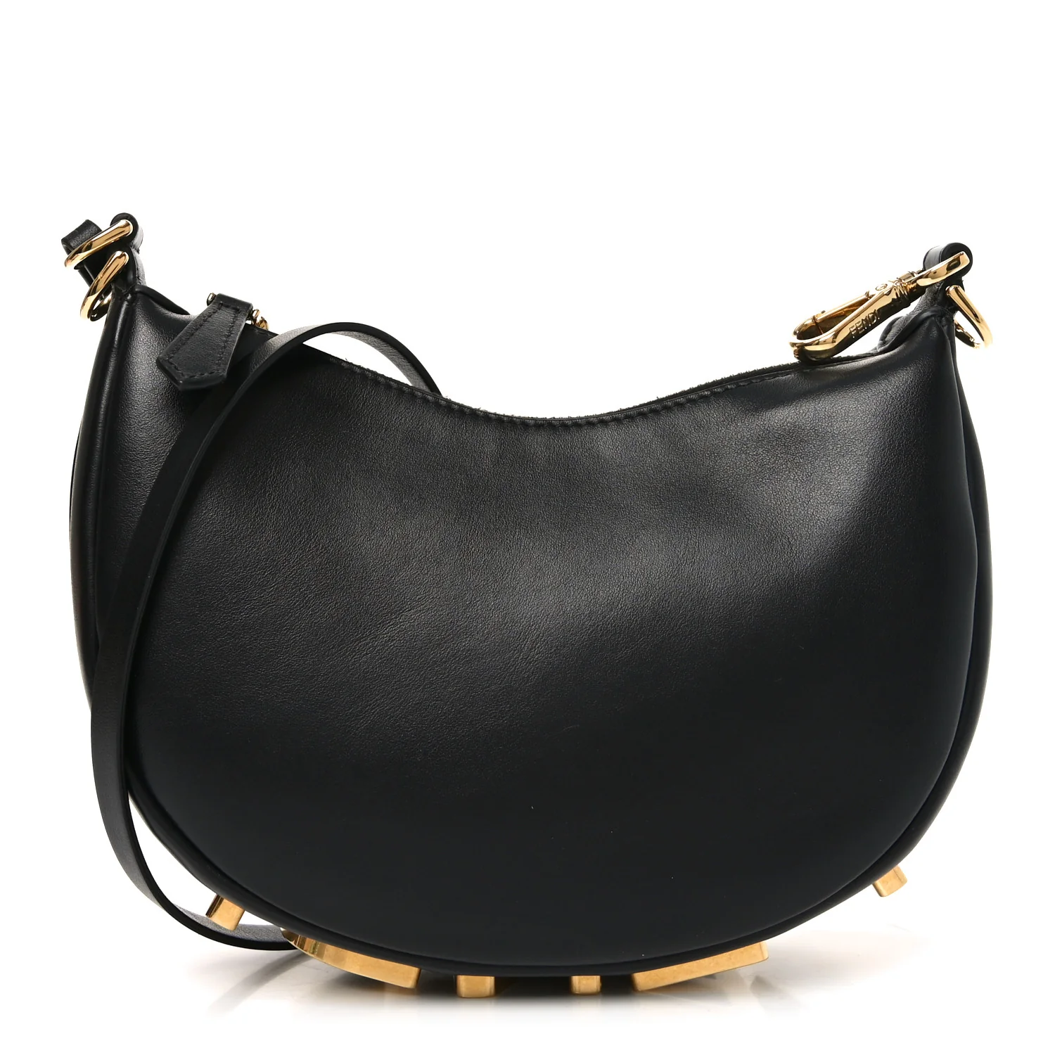 Vitello Grace Matte Mini Fendigraphy Hobo Bag Black